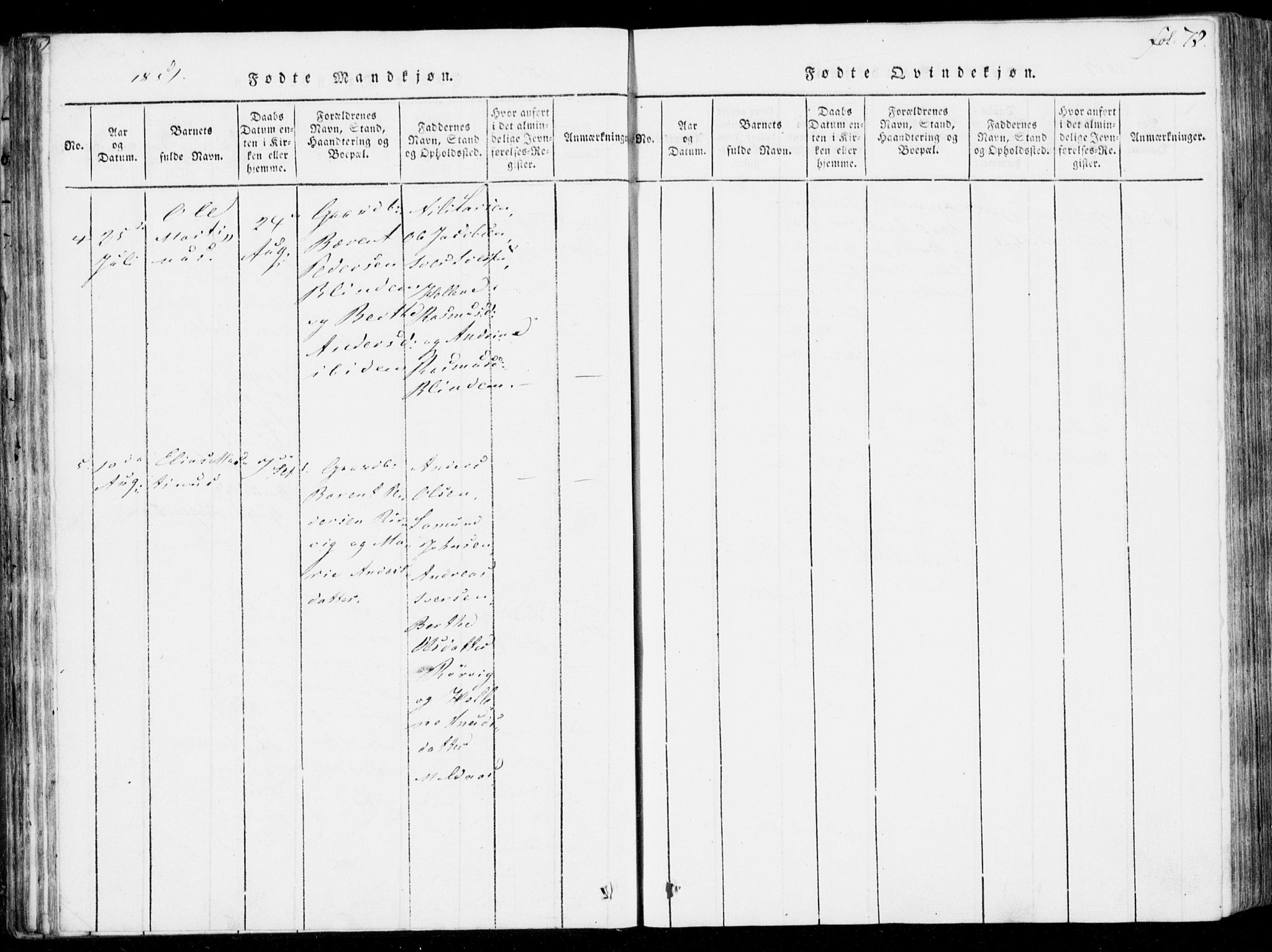 Ministerialprotokoller, klokkerbøker og fødselsregistre - Møre og Romsdal, SAT/A-1454/537/L0517: Parish register (official) no. 537A01, 1818-1862, p. 72