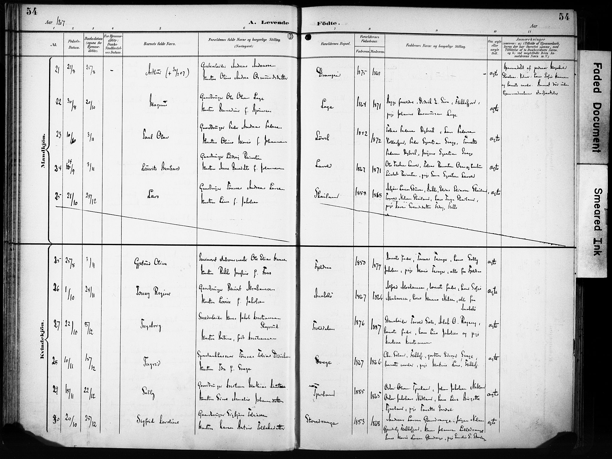 Flekkefjord sokneprestkontor, AV/SAK-1111-0012/F/Fa/Fac/L0009: Parish register (official) no. A 9, 1899-1909, p. 54