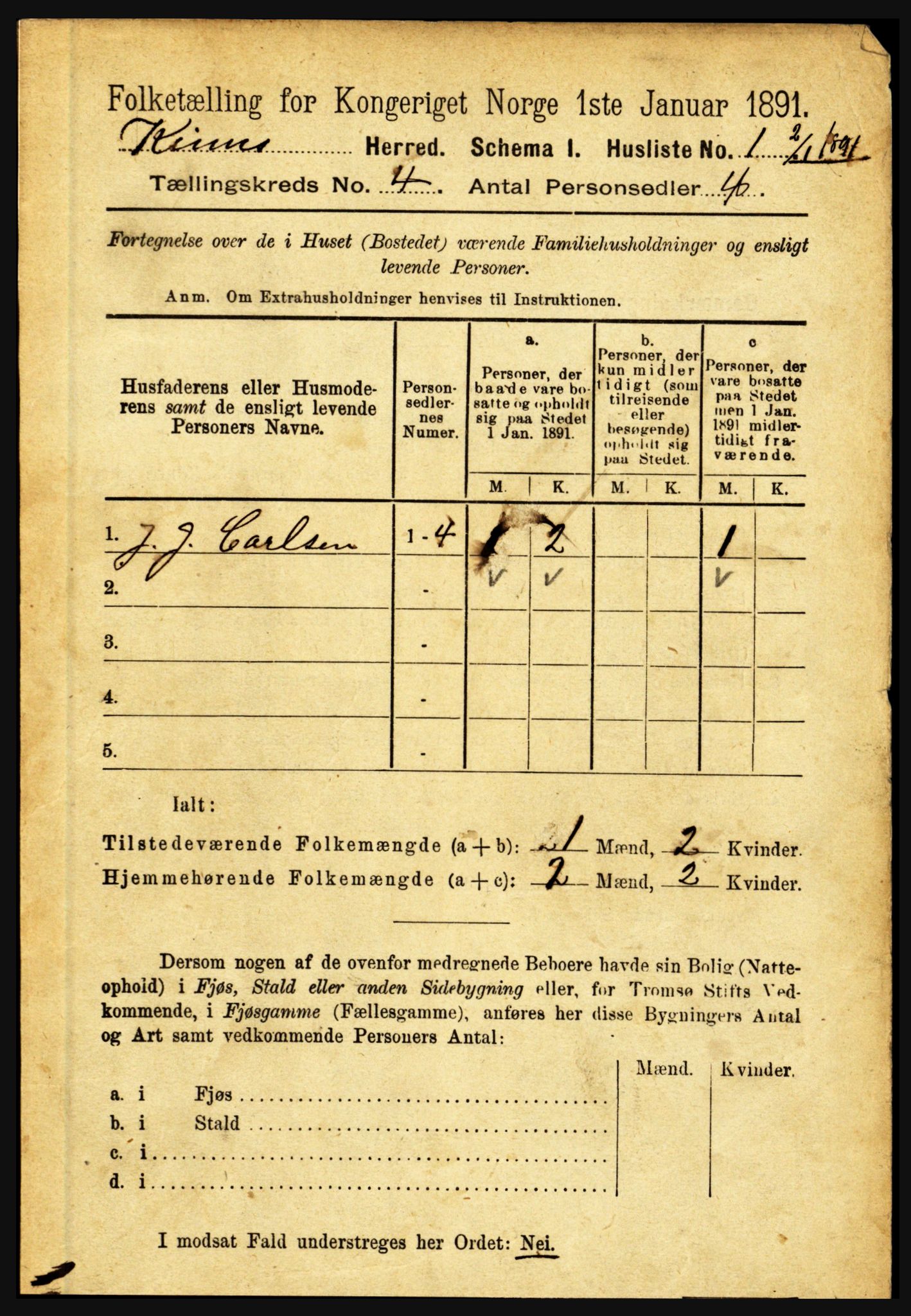 RA, 1891 census for 1437 Kinn, 1891, p. 1256