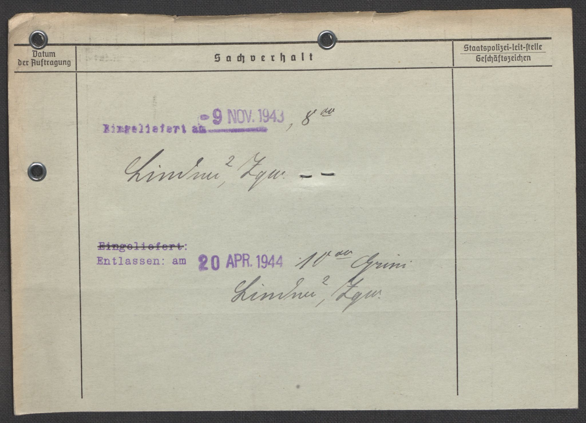 Befehlshaber der Sicherheitspolizei und des SD, AV/RA-RAFA-5969/E/Ea/Eaa/L0002: Register over norske fanger i Møllergata 19: Bj-Eng, 1940-1945, p. 1288