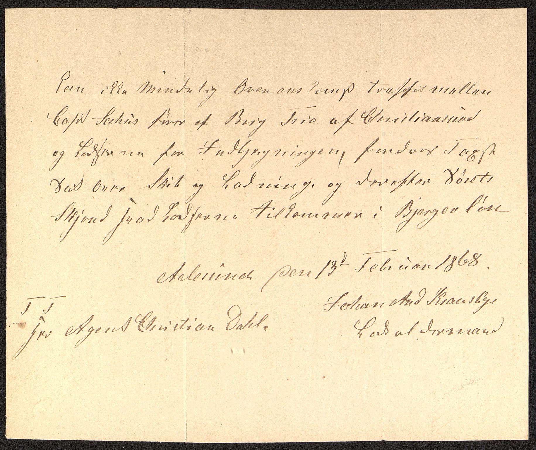 Pa 63 - Østlandske skibsassuranceforening, VEMU/A-1079/G/Ga/L0002/0005: Havaridokumenter / Trio, 1869
