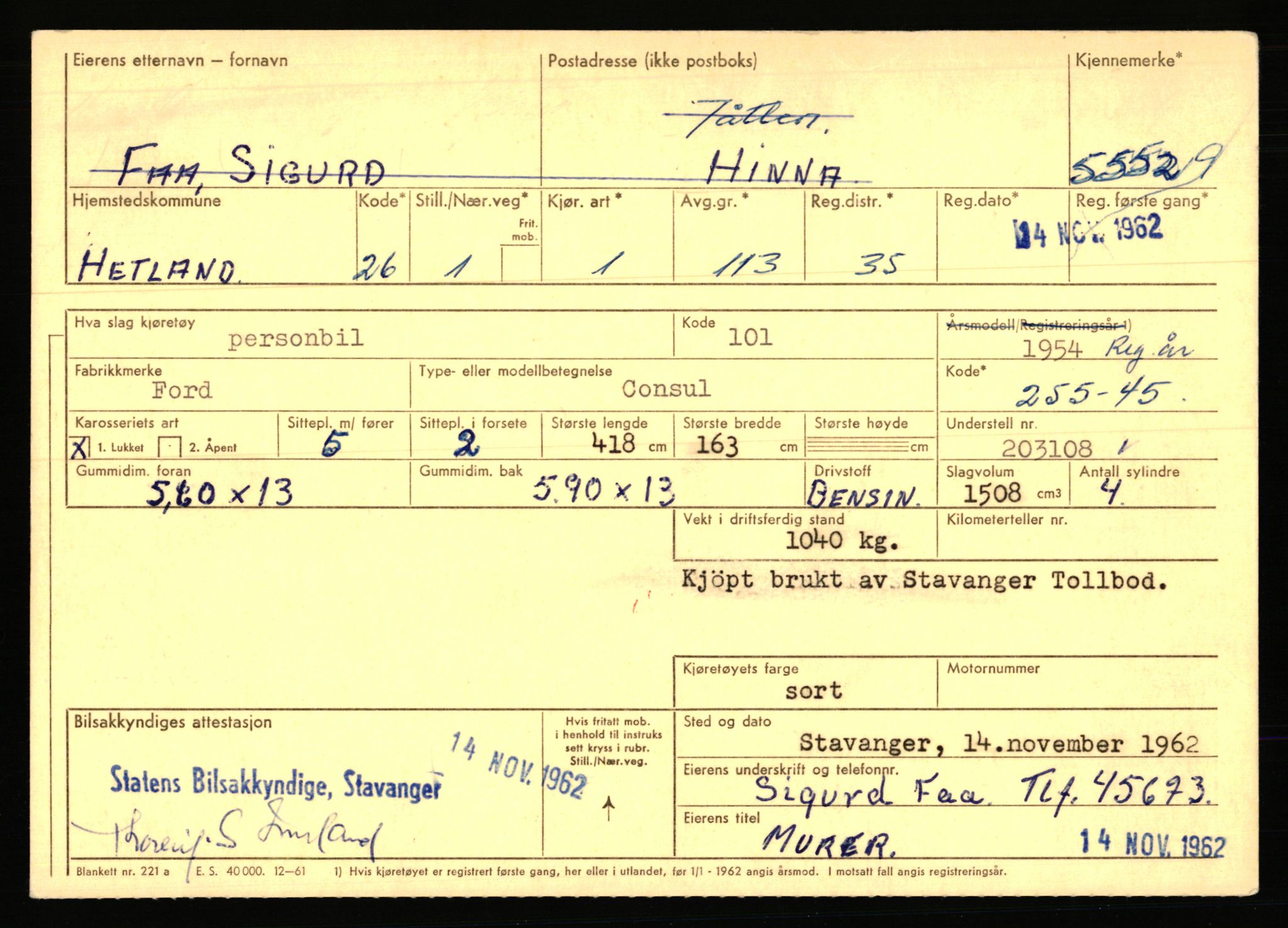 Stavanger trafikkstasjon, AV/SAST-A-101942/0/F/L0054: L-54200 - L-55699, 1930-1971, p. 2507