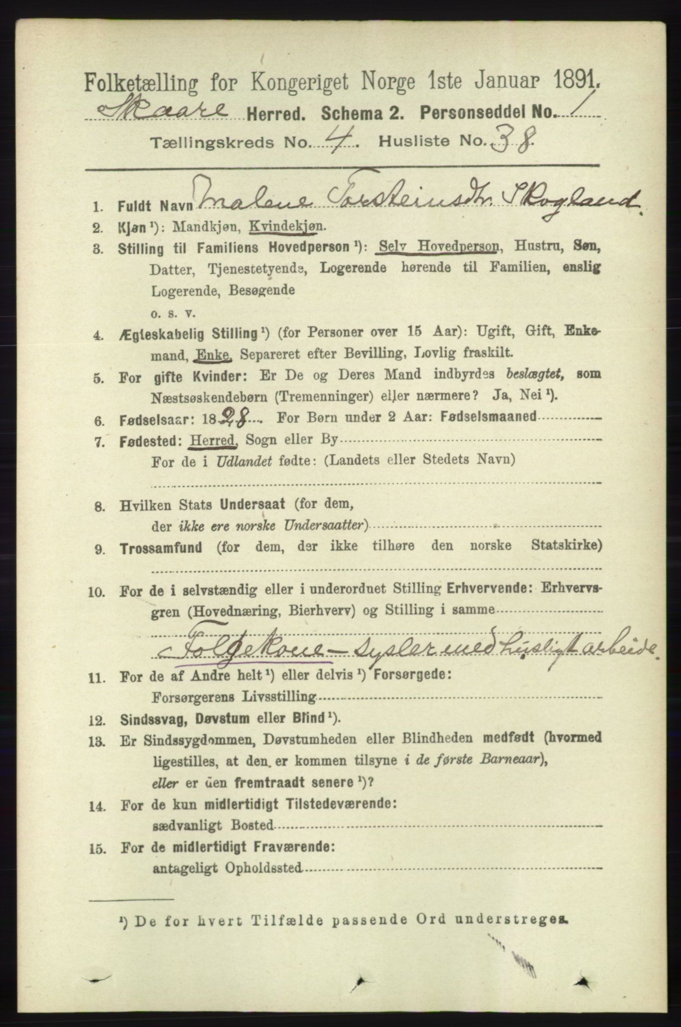 RA, 1891 census for 1153 Skåre, 1891, p. 1960