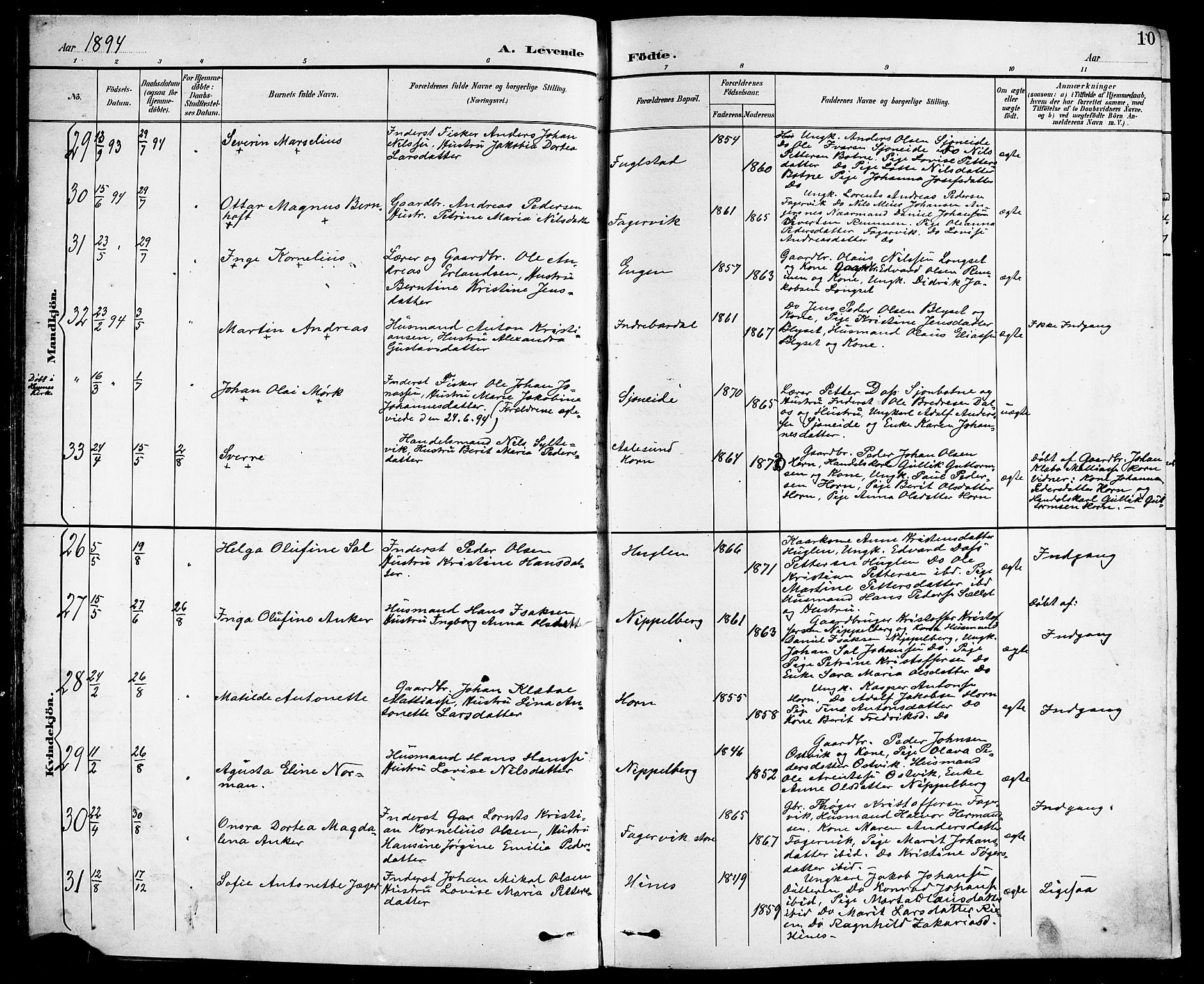 Ministerialprotokoller, klokkerbøker og fødselsregistre - Nordland, AV/SAT-A-1459/838/L0559: Parish register (copy) no. 838C06, 1893-1910, p. 10
