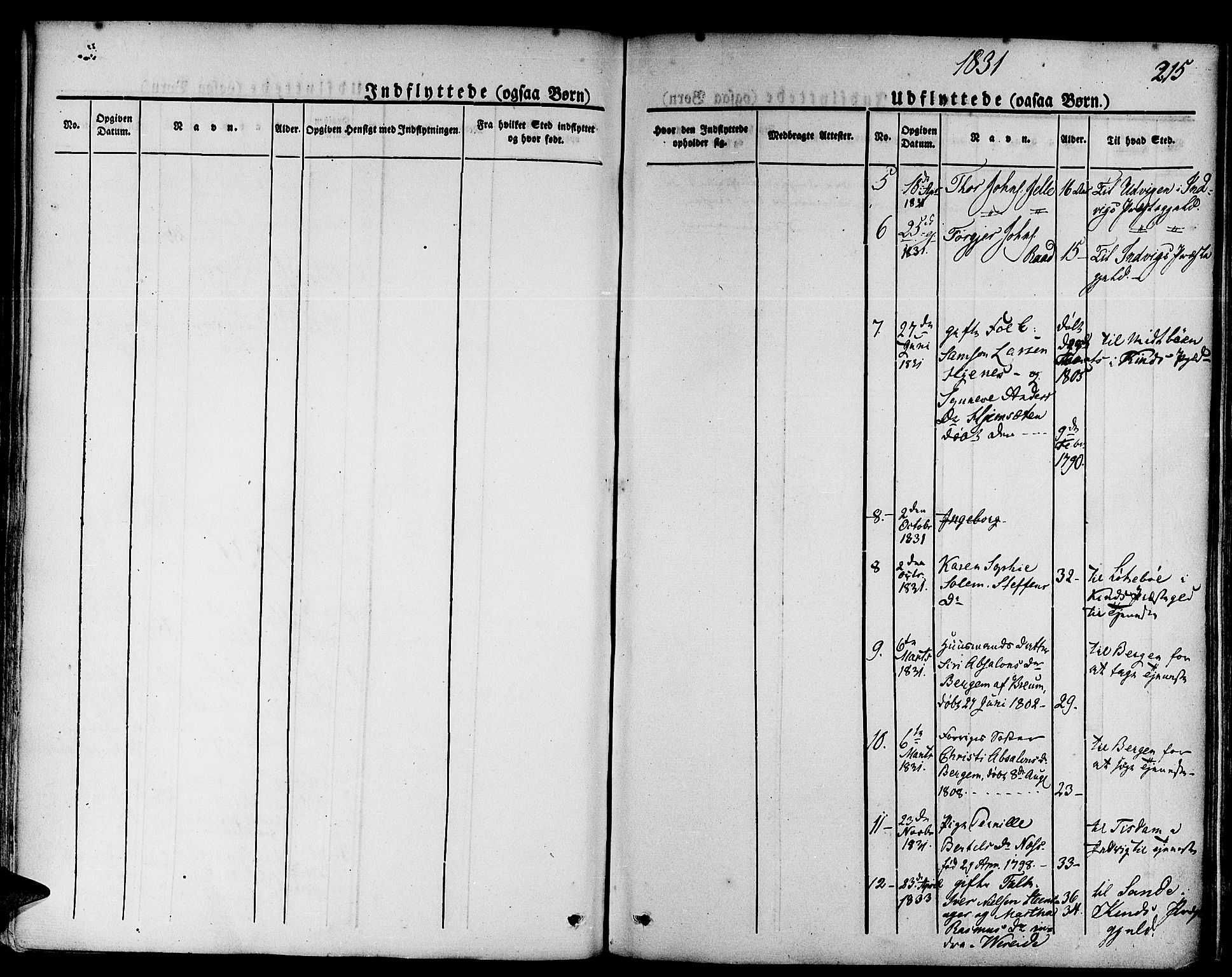 Gloppen sokneprestembete, SAB/A-80101/H/Haa/Haaa/L0007: Parish register (official) no. A 7, 1827-1837, p. 215
