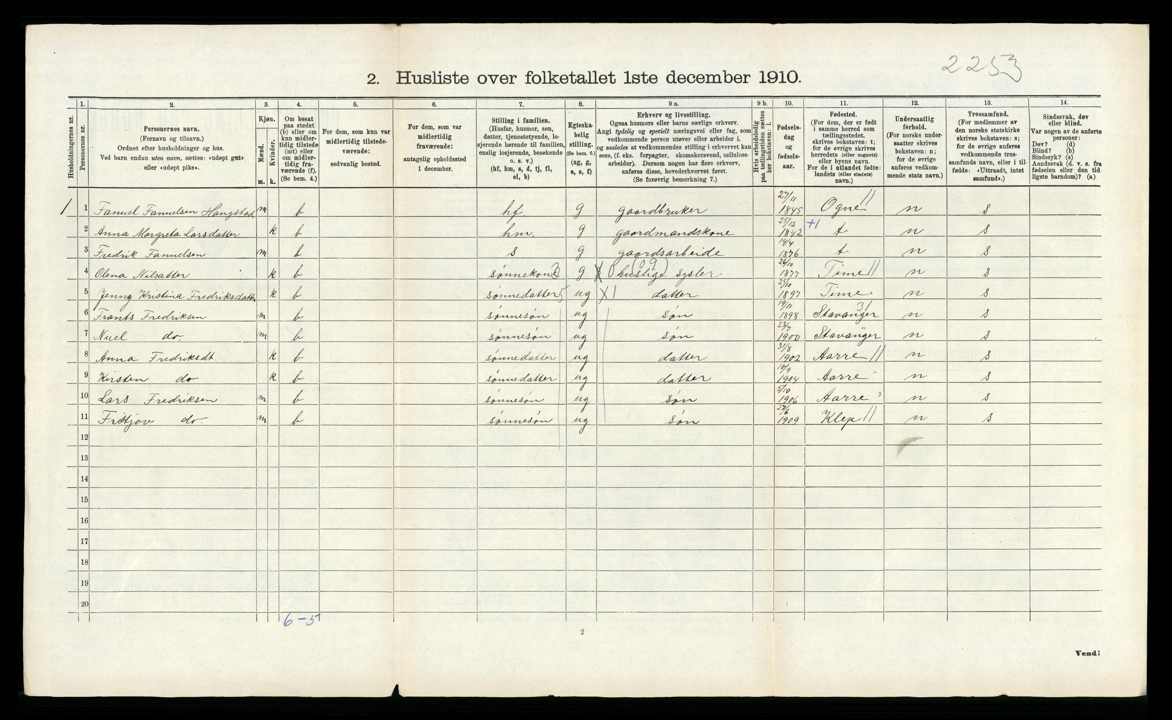 RA, 1910 census for Varhaug, 1910, p. 356