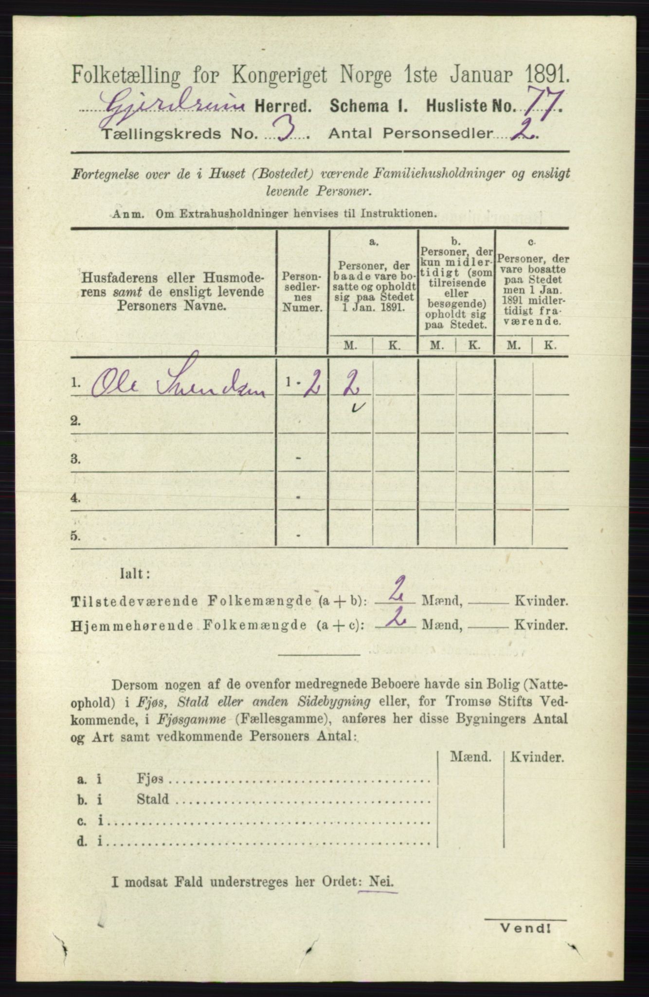 RA, 1891 census for 0234 Gjerdrum, 1891, p. 1237