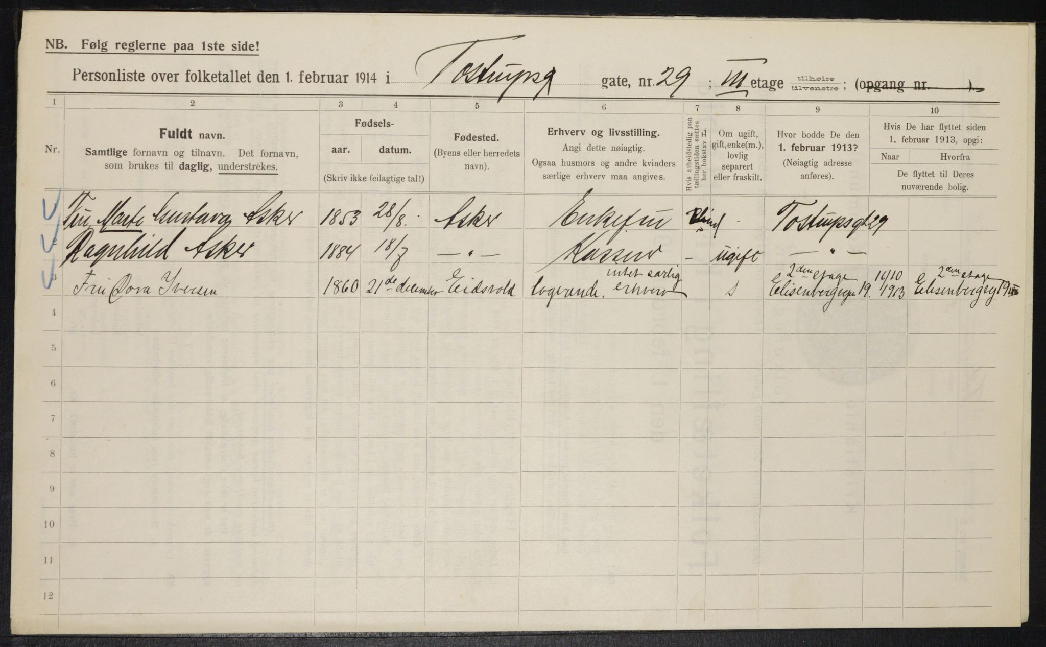 OBA, Municipal Census 1914 for Kristiania, 1914, p. 116125