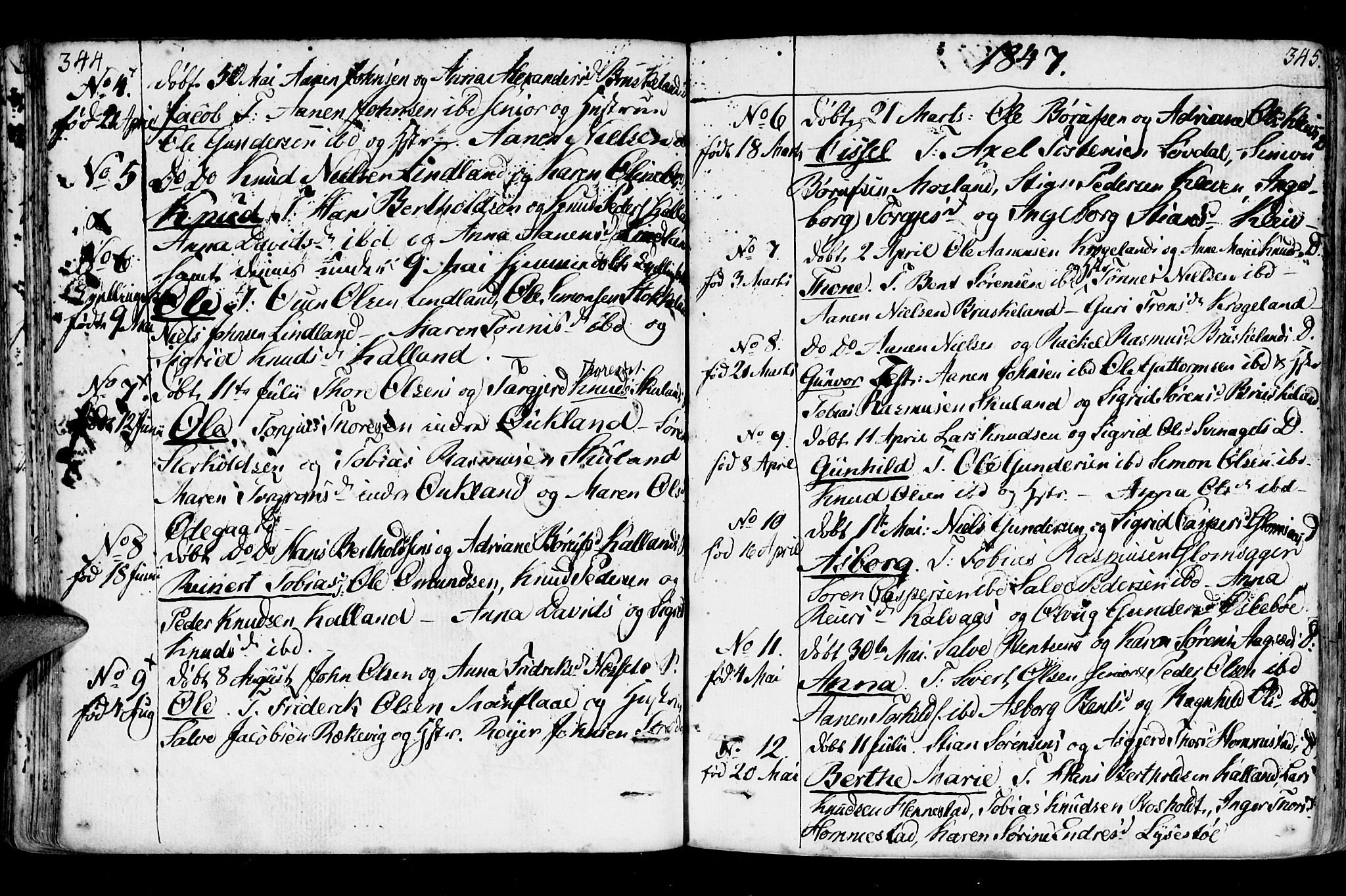 Holum sokneprestkontor, AV/SAK-1111-0022/F/Fa/Fab/L0004: Parish register (official) no. A 4, 1774-1847, p. 344-345