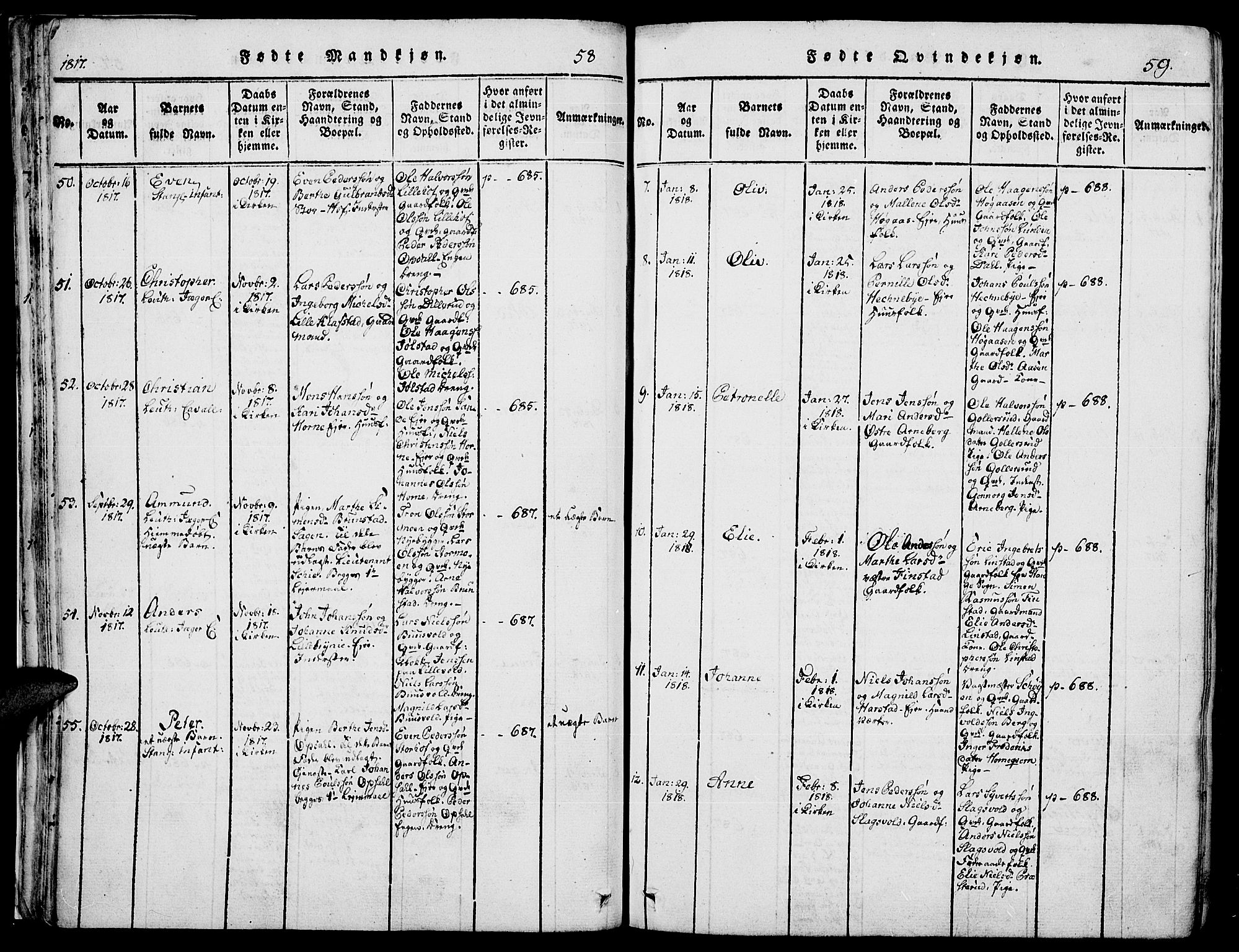 Romedal prestekontor, AV/SAH-PREST-004/K/L0002: Parish register (official) no. 2, 1814-1828, p. 58-59