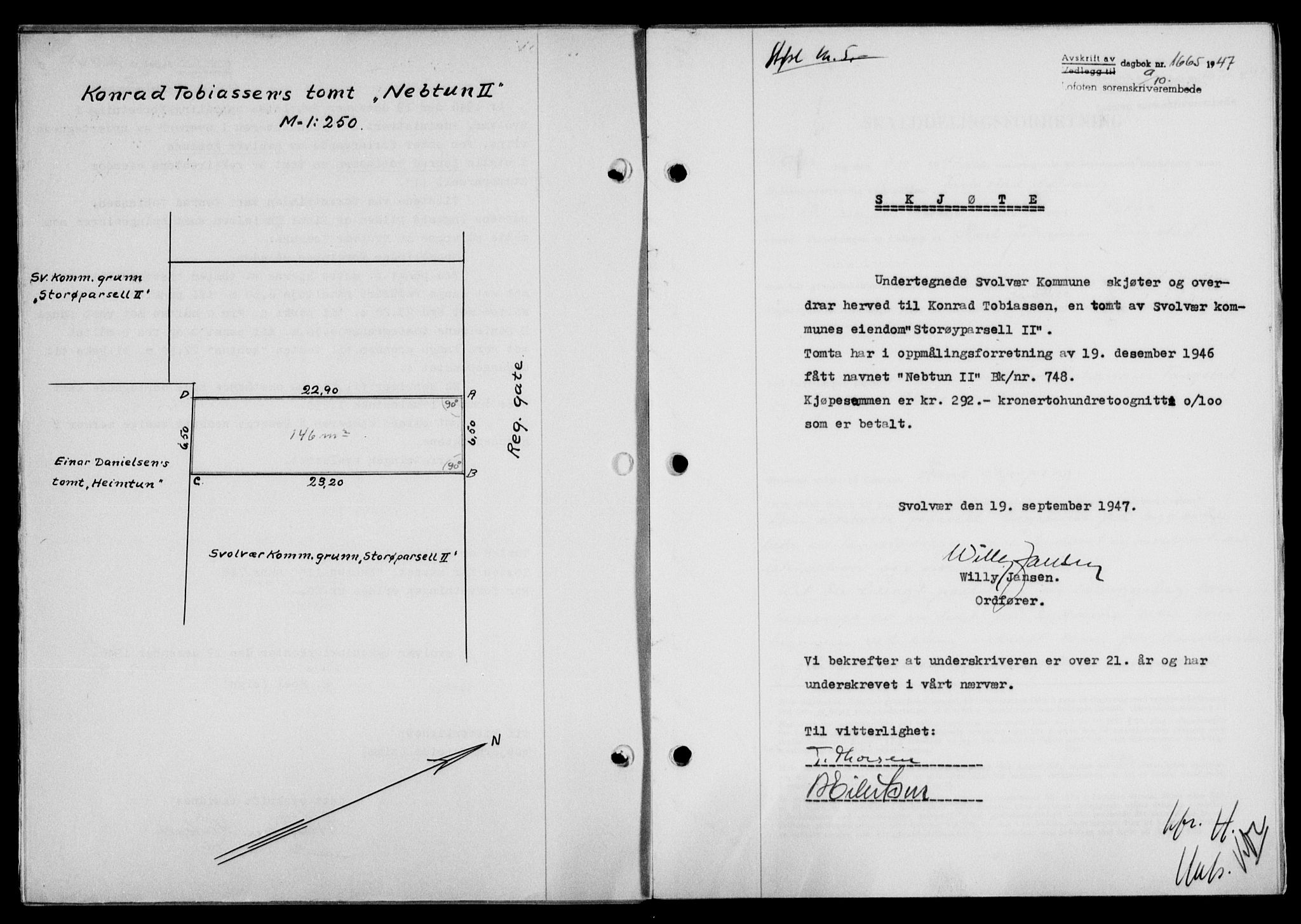 Lofoten sorenskriveri, SAT/A-0017/1/2/2C/L0017a: Mortgage book no. 17a, 1947-1948, Diary no: : 1665/1947