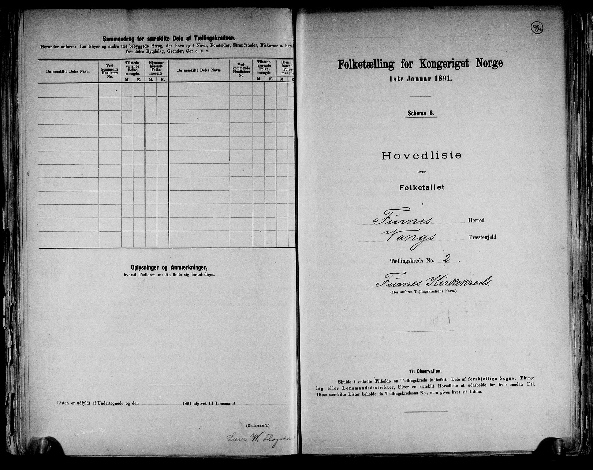 RA, Census 1891 for 0413 Furnes herred, 1891, p. 8