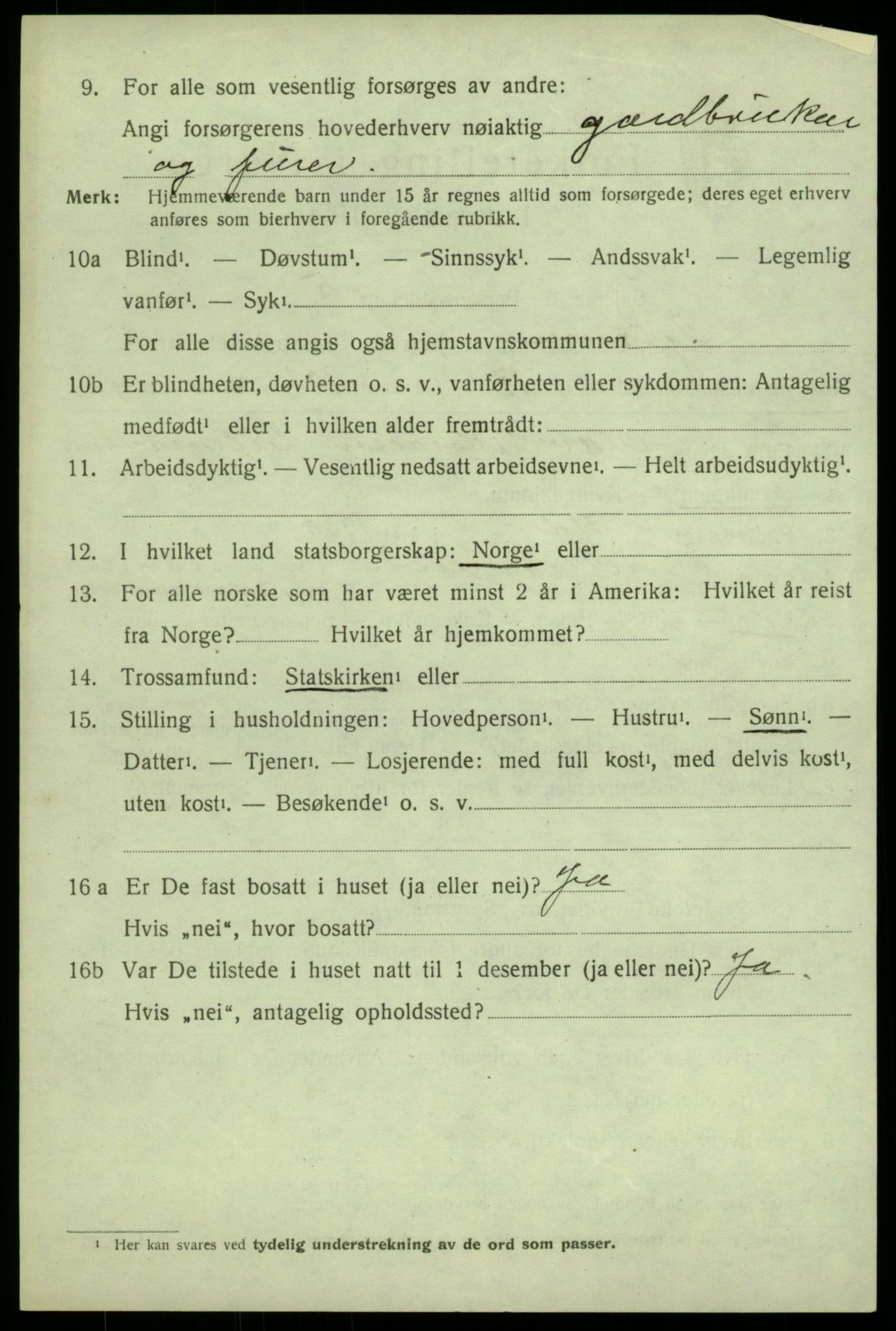 SAB, 1920 census for Granvin, 1920, p. 1323