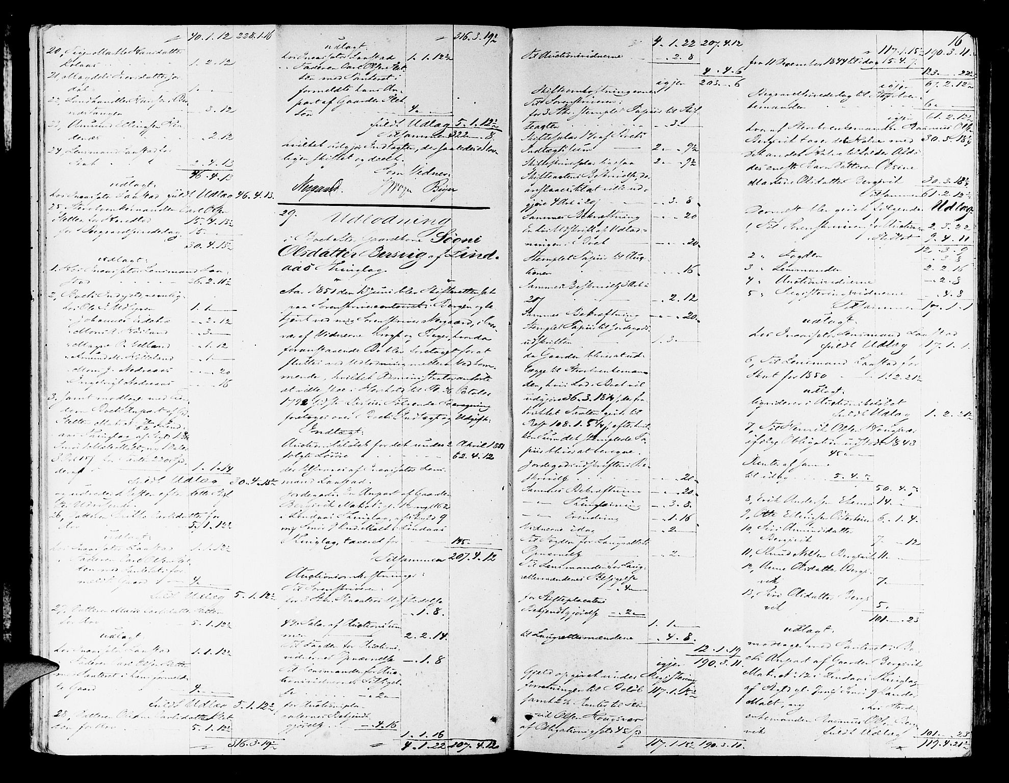 Nordhordland sorenskrivar, AV/SAB-A-2901/1/H/Hd/Hda/L0005: Skifteutlodningsprotokollar, 1851-1857, p. 15b-16a