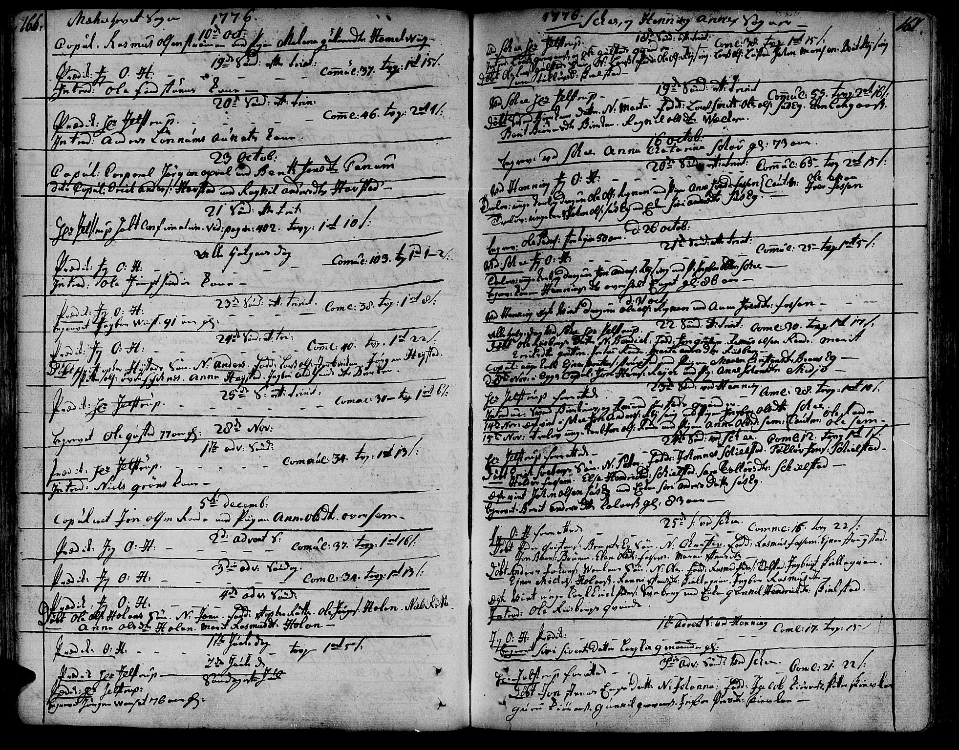Ministerialprotokoller, klokkerbøker og fødselsregistre - Nord-Trøndelag, SAT/A-1458/735/L0331: Parish register (official) no. 735A02, 1762-1794, p. 166-167