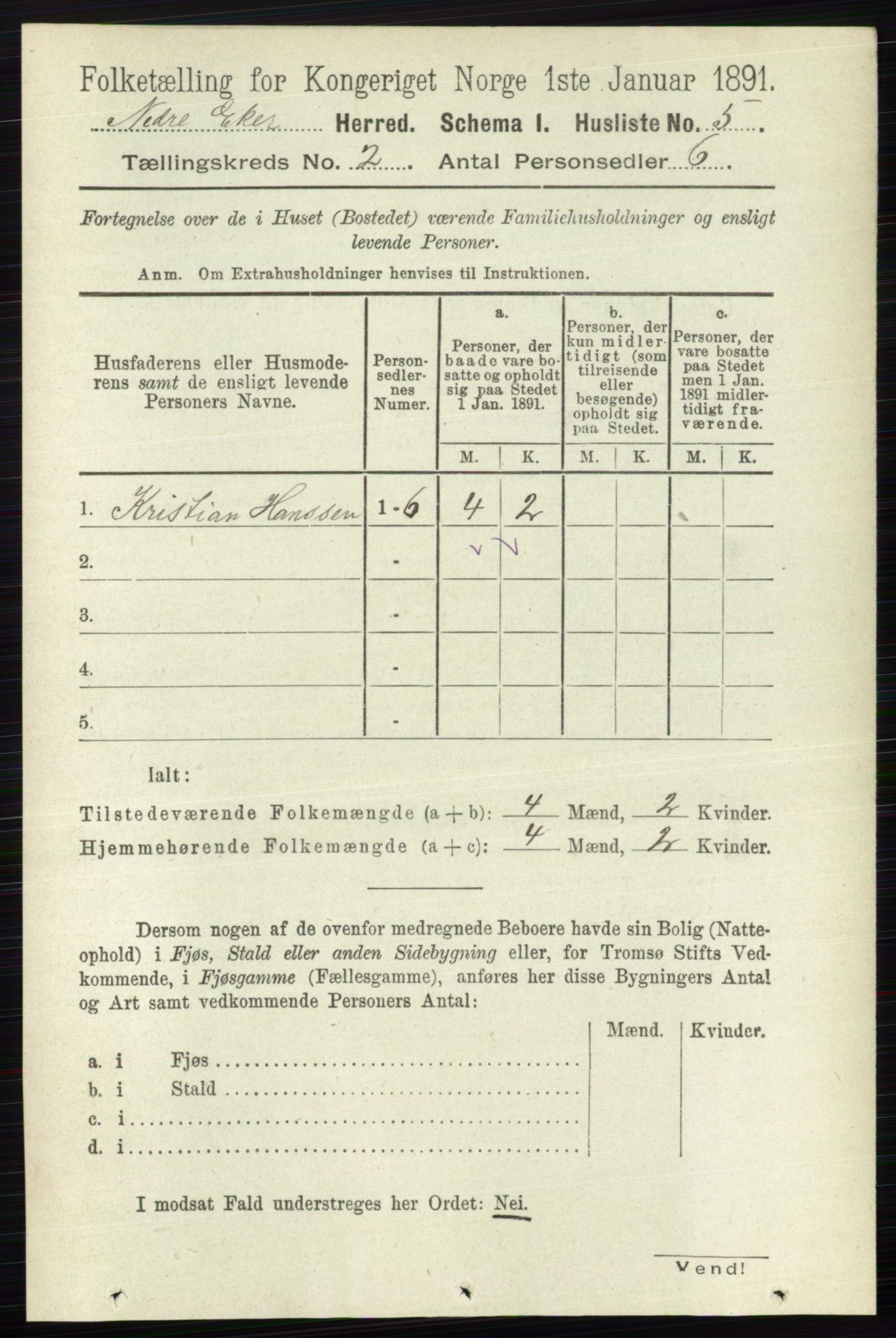 RA, 1891 census for 0625 Nedre Eiker, 1891, p. 451
