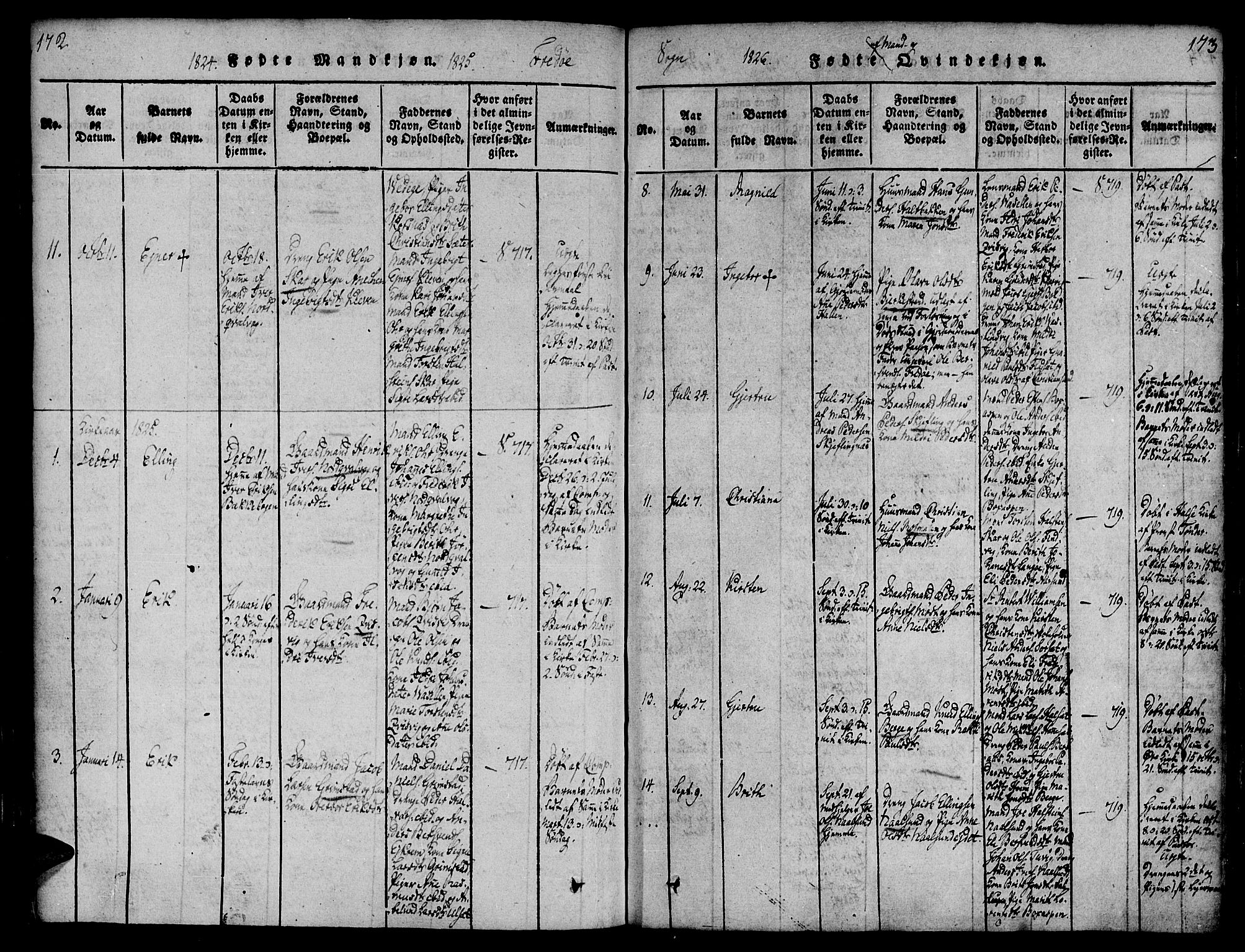 Ministerialprotokoller, klokkerbøker og fødselsregistre - Møre og Romsdal, AV/SAT-A-1454/586/L0982: Parish register (official) no. 586A08, 1819-1829, p. 172-173