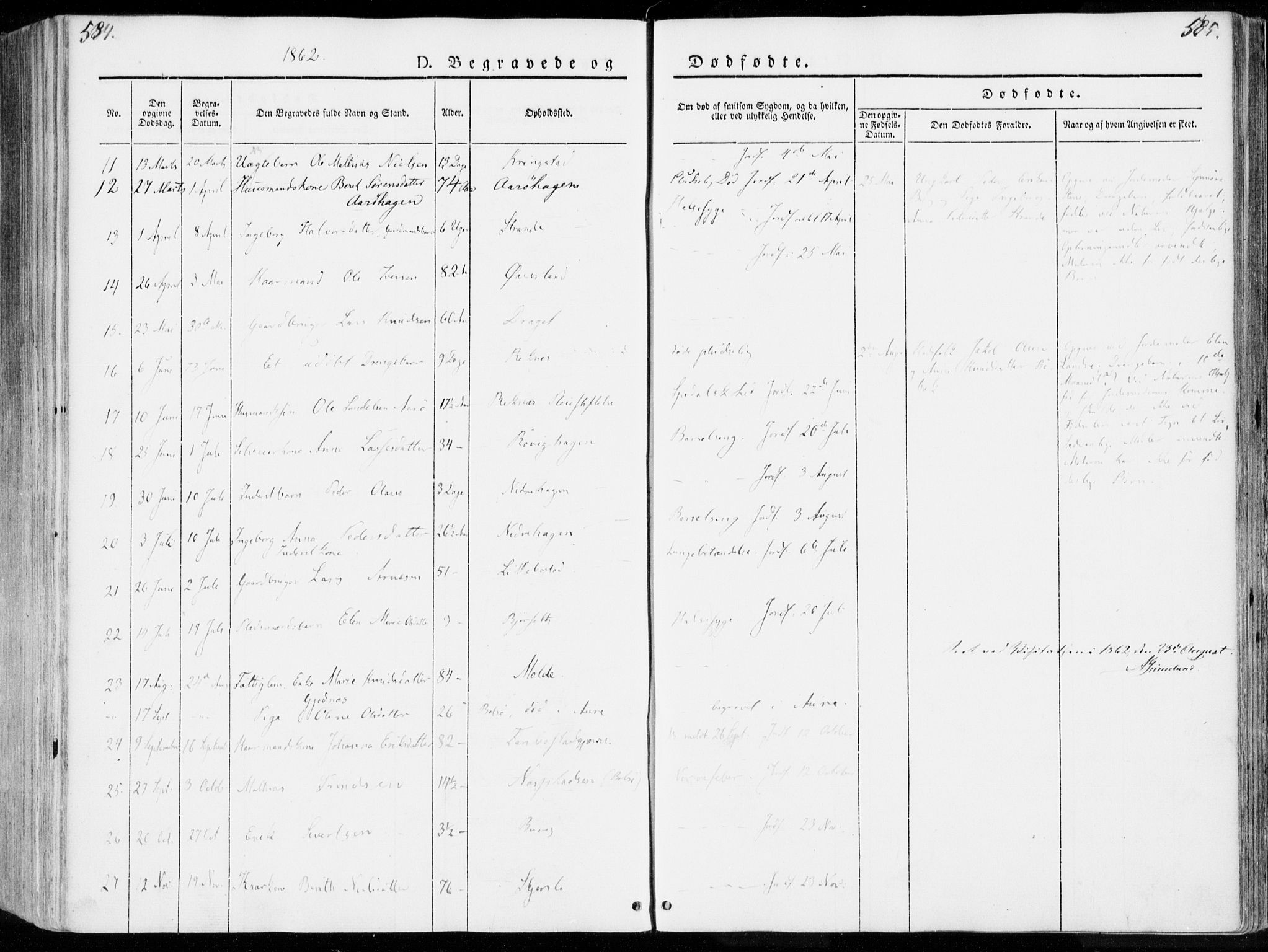 Ministerialprotokoller, klokkerbøker og fødselsregistre - Møre og Romsdal, AV/SAT-A-1454/555/L0653: Parish register (official) no. 555A04, 1843-1869, p. 584-585