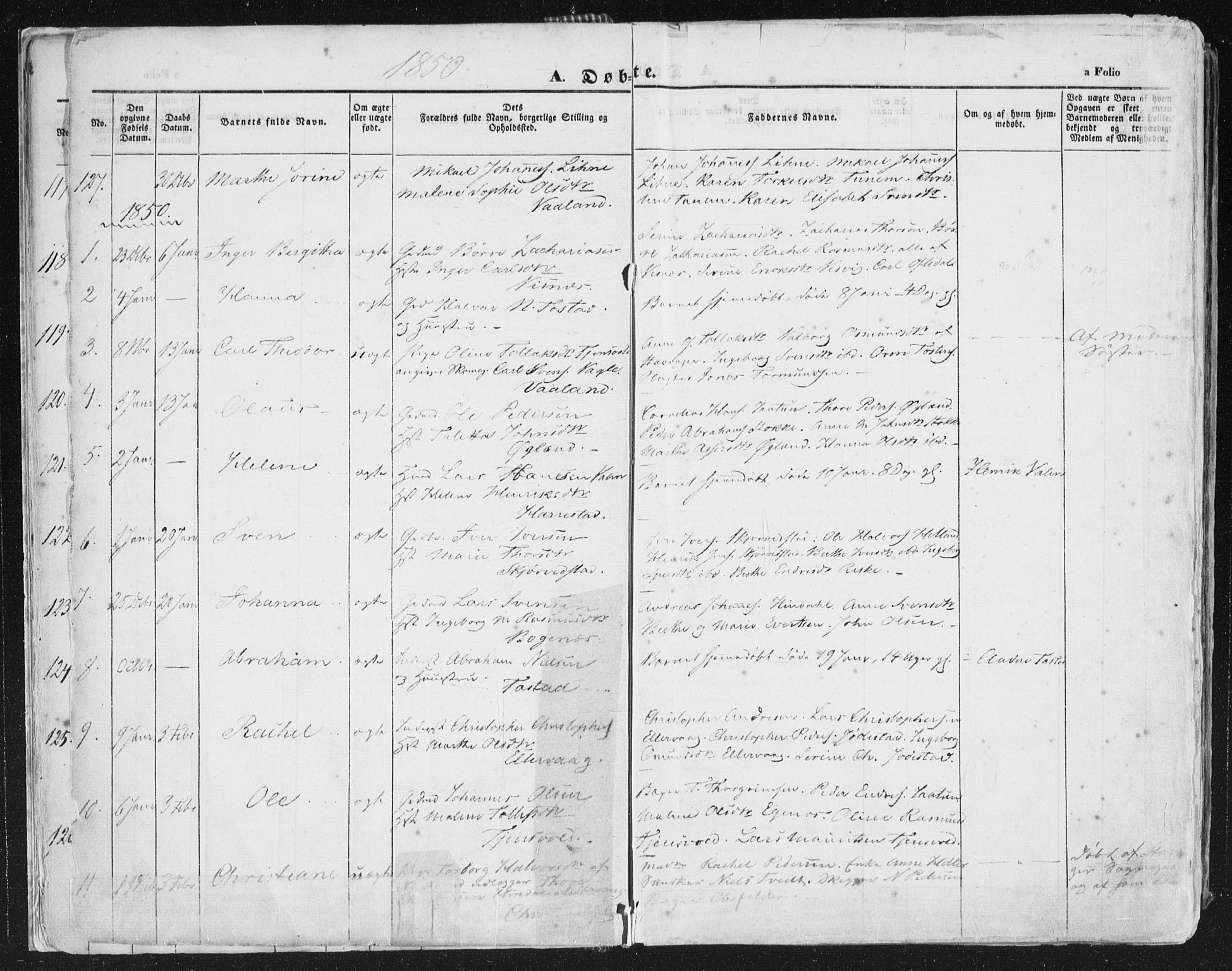 Hetland sokneprestkontor, AV/SAST-A-101826/30/30BA/L0002: Parish register (official) no. A 2, 1849-1869, p. 12