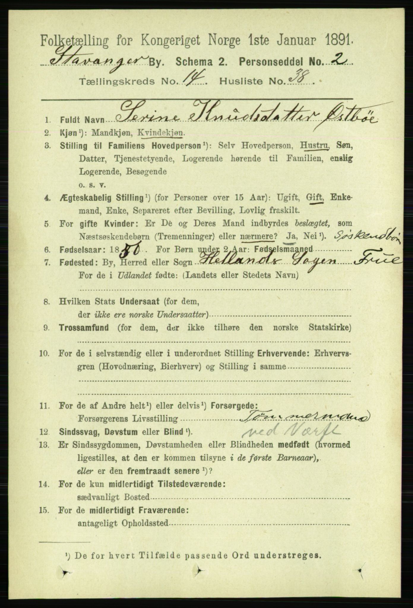 RA, 1891 census for 1103 Stavanger, 1891, p. 17310