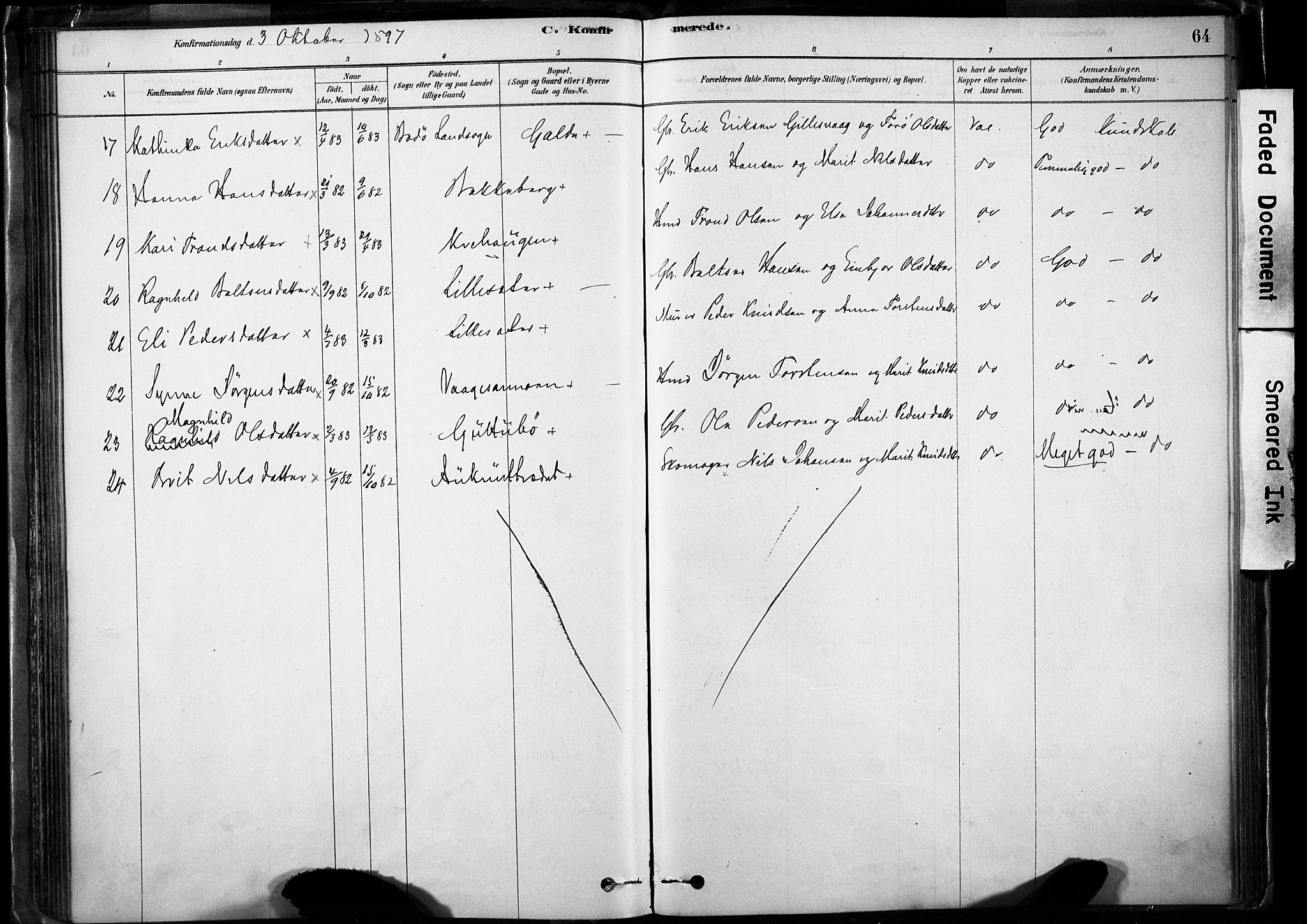 Lom prestekontor, SAH/PREST-070/K/L0009: Parish register (official) no. 9, 1878-1907, p. 64