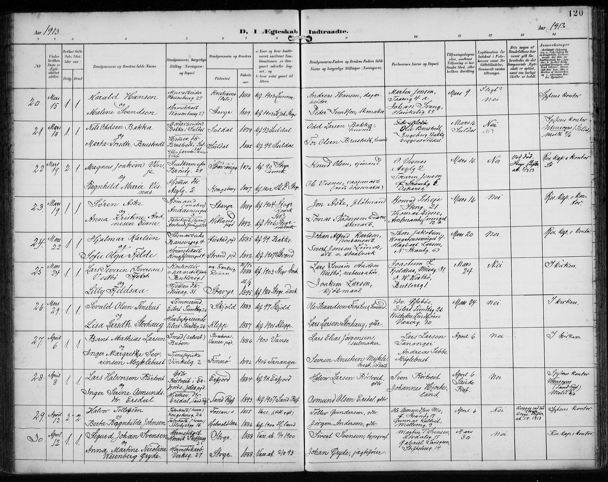 St. Petri sokneprestkontor, AV/SAST-A-101813/002/A/L0003: Parish register (official) no. A 24, 1900-1921, p. 120