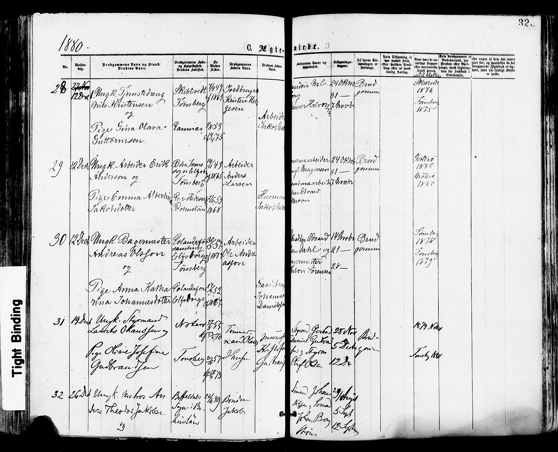 Tønsberg kirkebøker, AV/SAKO-A-330/F/Fa/L0010: Parish register (official) no. I 10, 1874-1880, p. 323