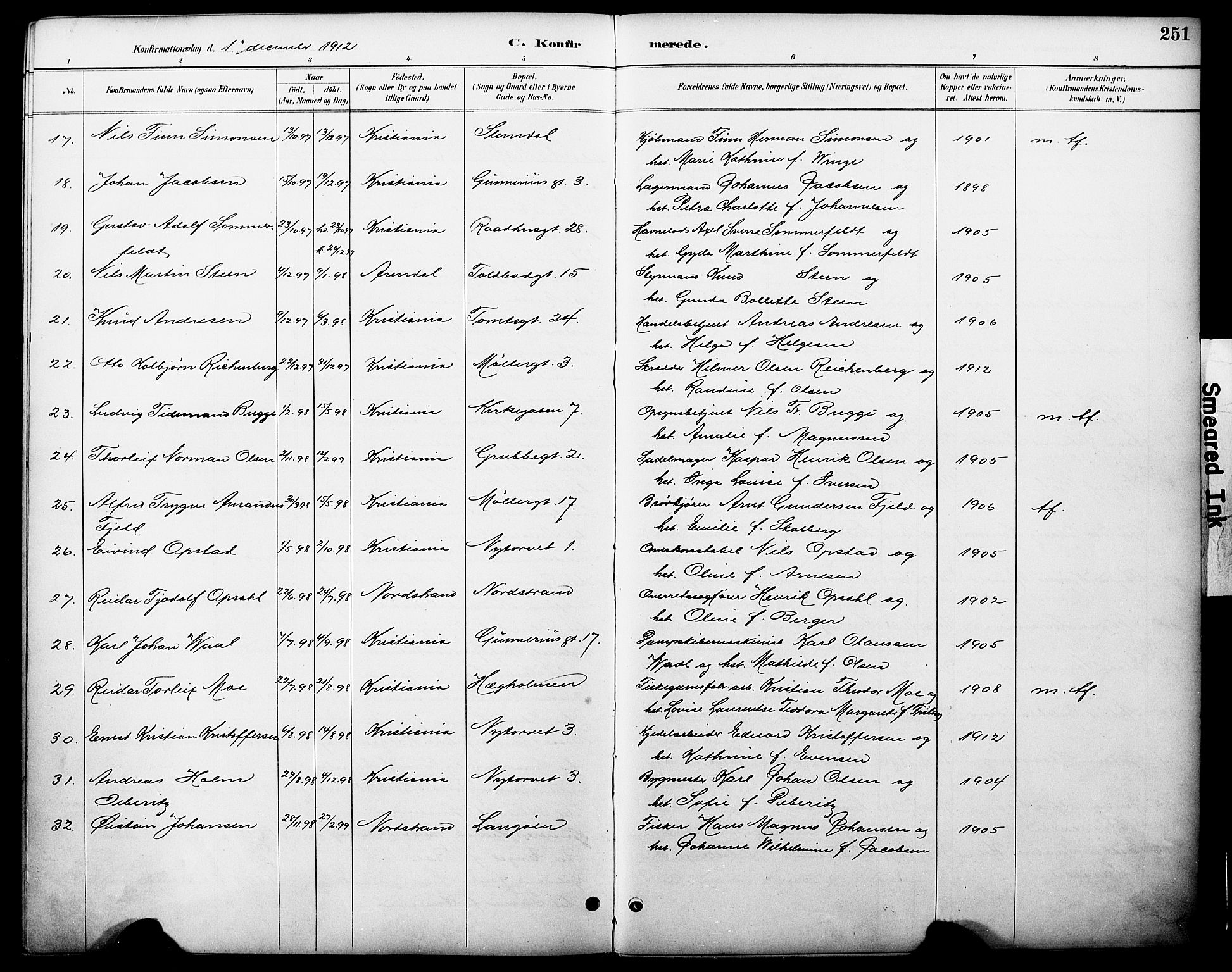 Oslo domkirke Kirkebøker, AV/SAO-A-10752/F/Fa/L0030: Parish register (official) no. 30, 1887-1918, p. 251