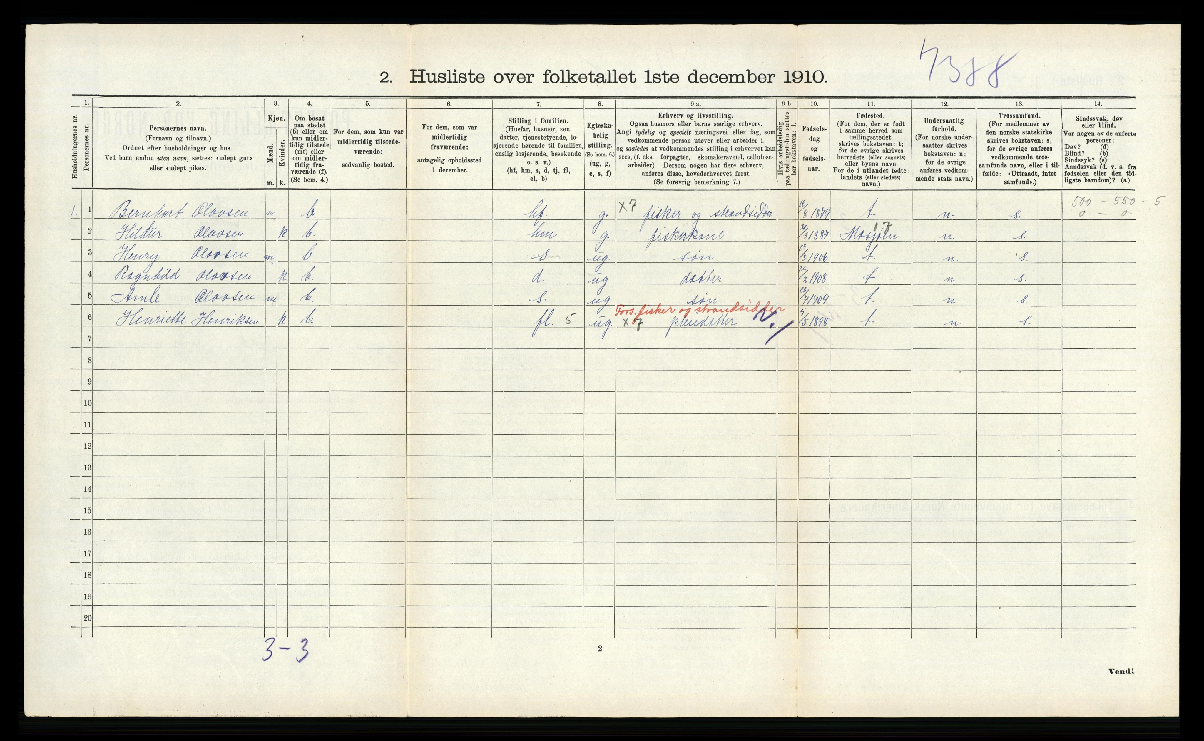 RA, 1910 census for Flakstad, 1910, p. 401