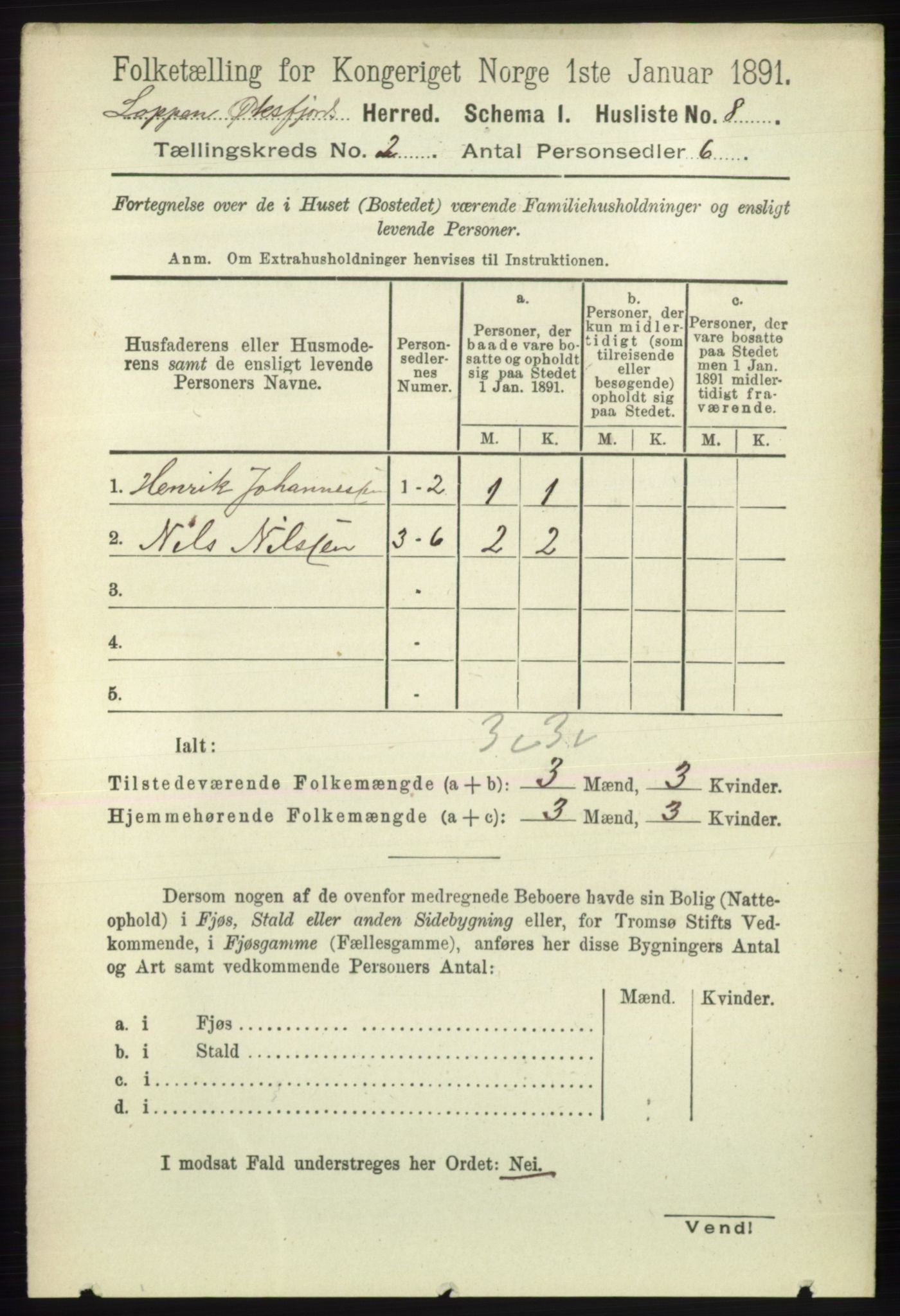 RA, 1891 census for 2014 Loppa, 1891, p. 334