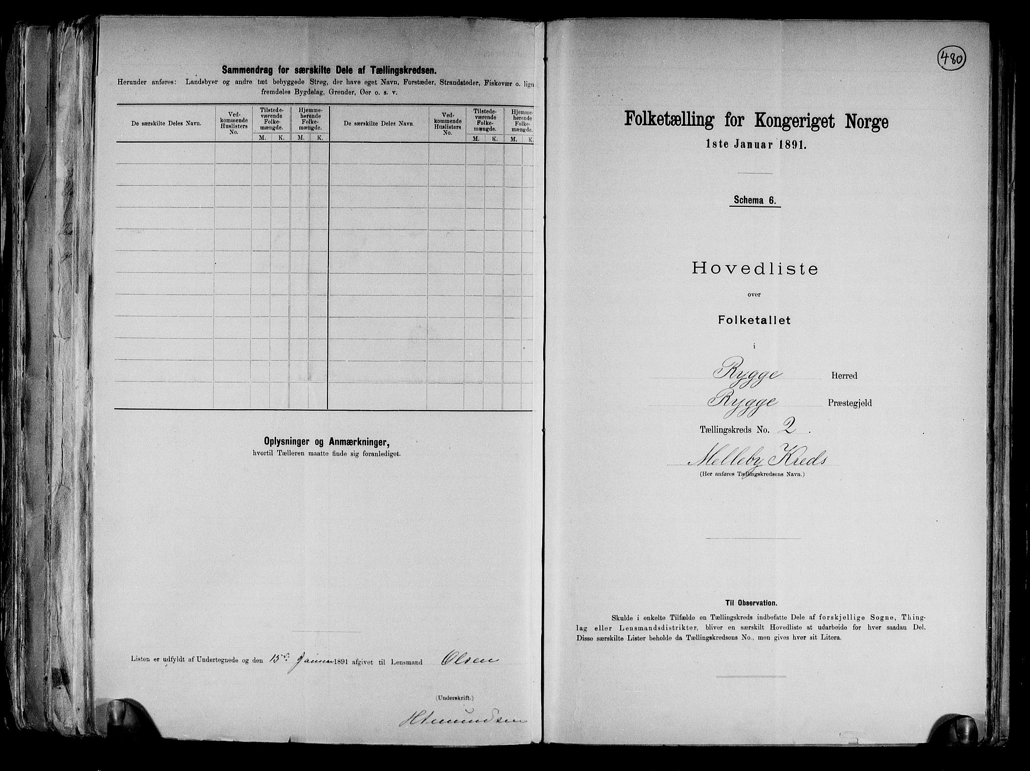 RA, 1891 census for 0136 Rygge, 1891, p. 8