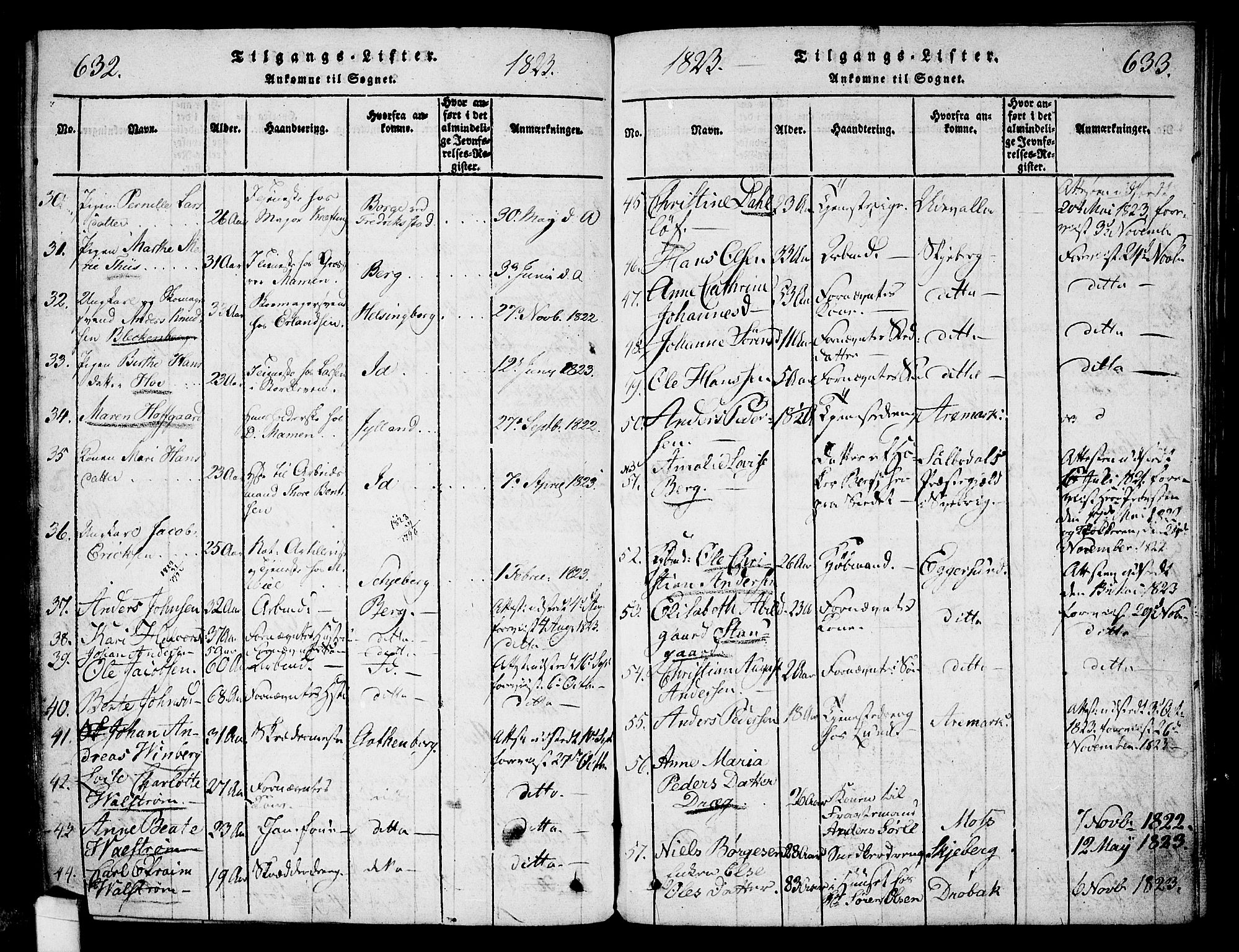 Halden prestekontor Kirkebøker, SAO/A-10909/G/Ga/L0001: Parish register (copy) no. 1, 1815-1833, p. 632-633