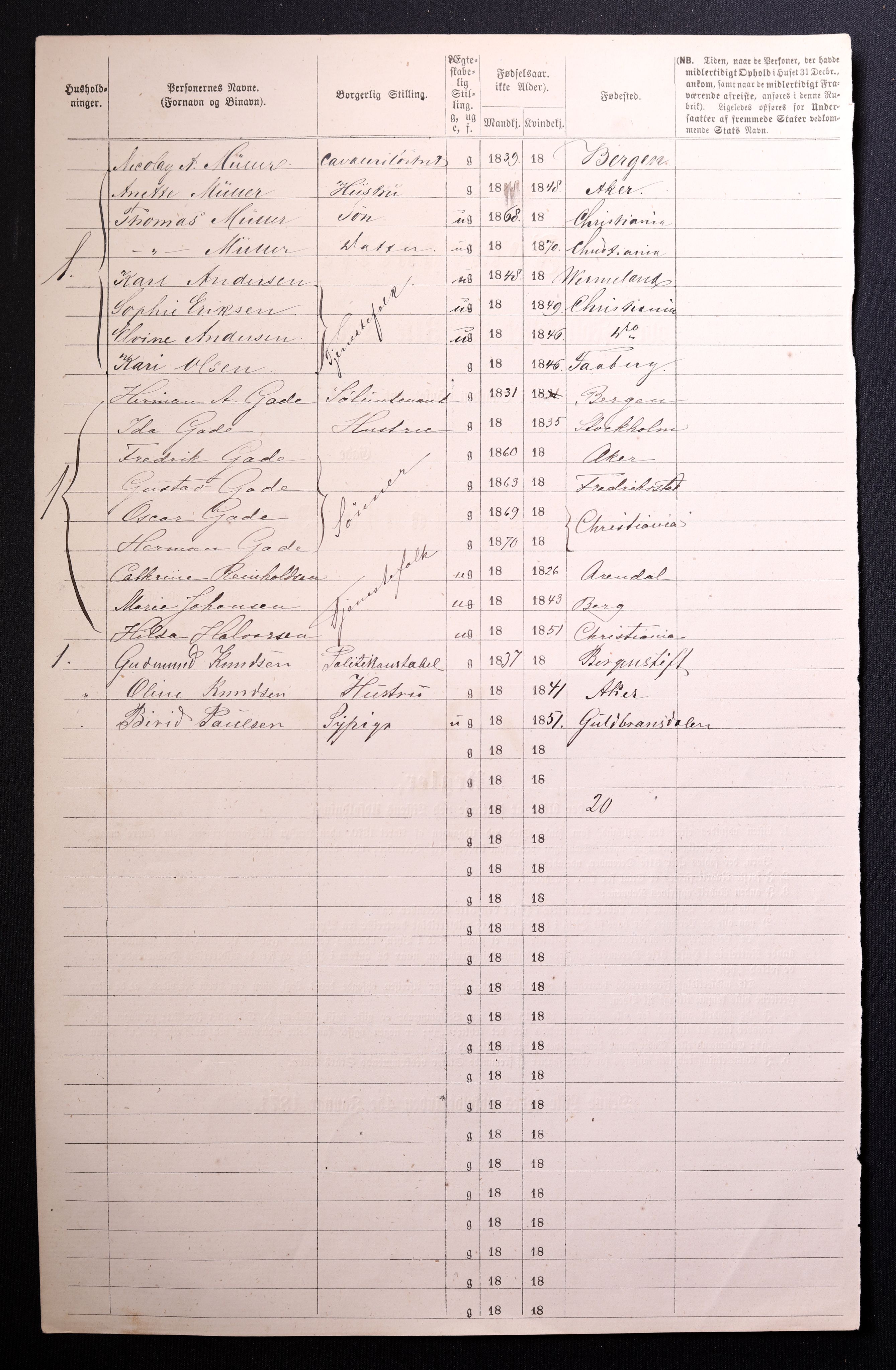 RA, 1870 census for 0301 Kristiania, 1870, p. 1279