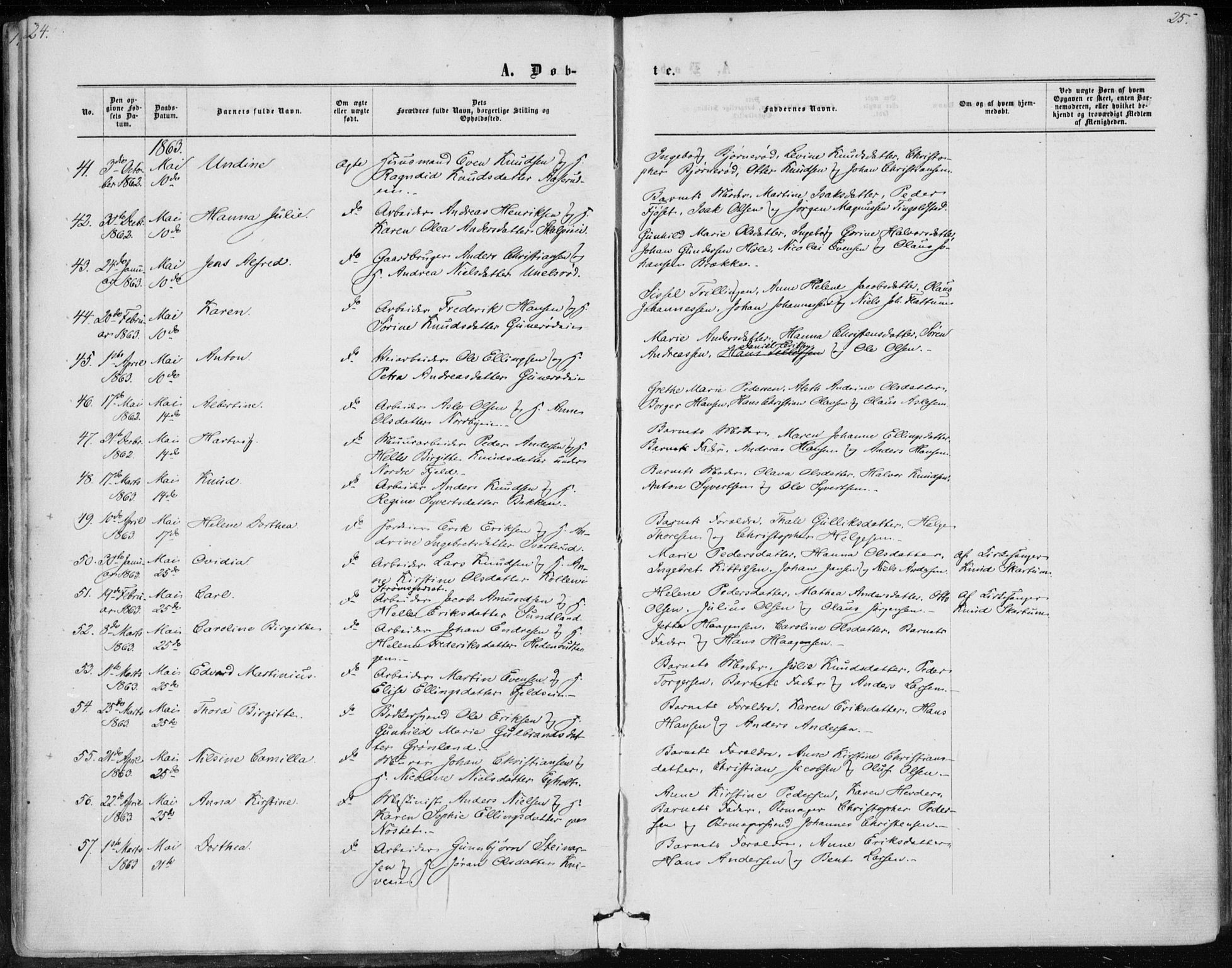 Skoger kirkebøker, AV/SAKO-A-59/F/Fa/L0004: Parish register (official) no. I 4, 1862-1872, p. 24-25