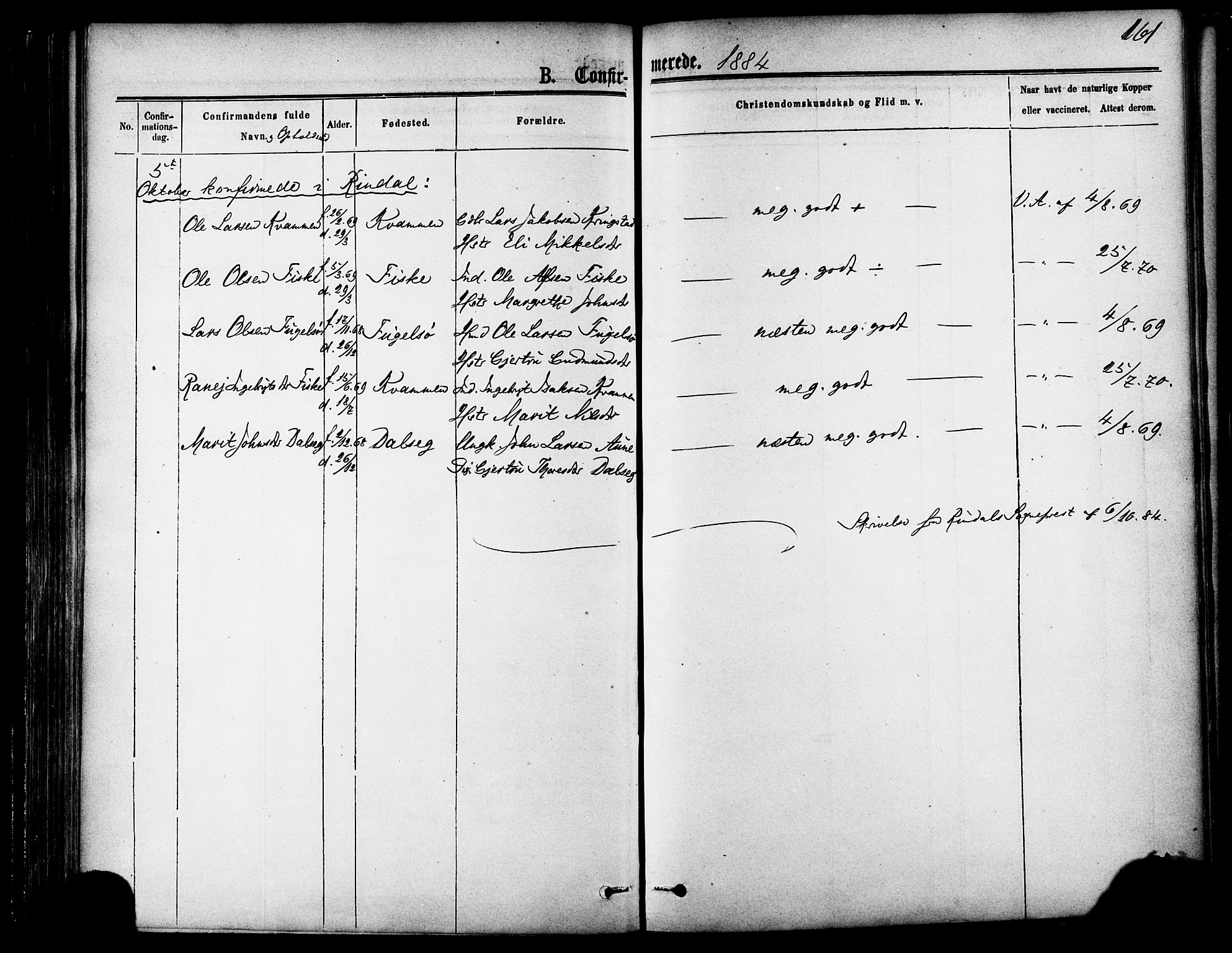 Ministerialprotokoller, klokkerbøker og fødselsregistre - Møre og Romsdal, AV/SAT-A-1454/595/L1046: Parish register (official) no. 595A08, 1874-1884, p. 161