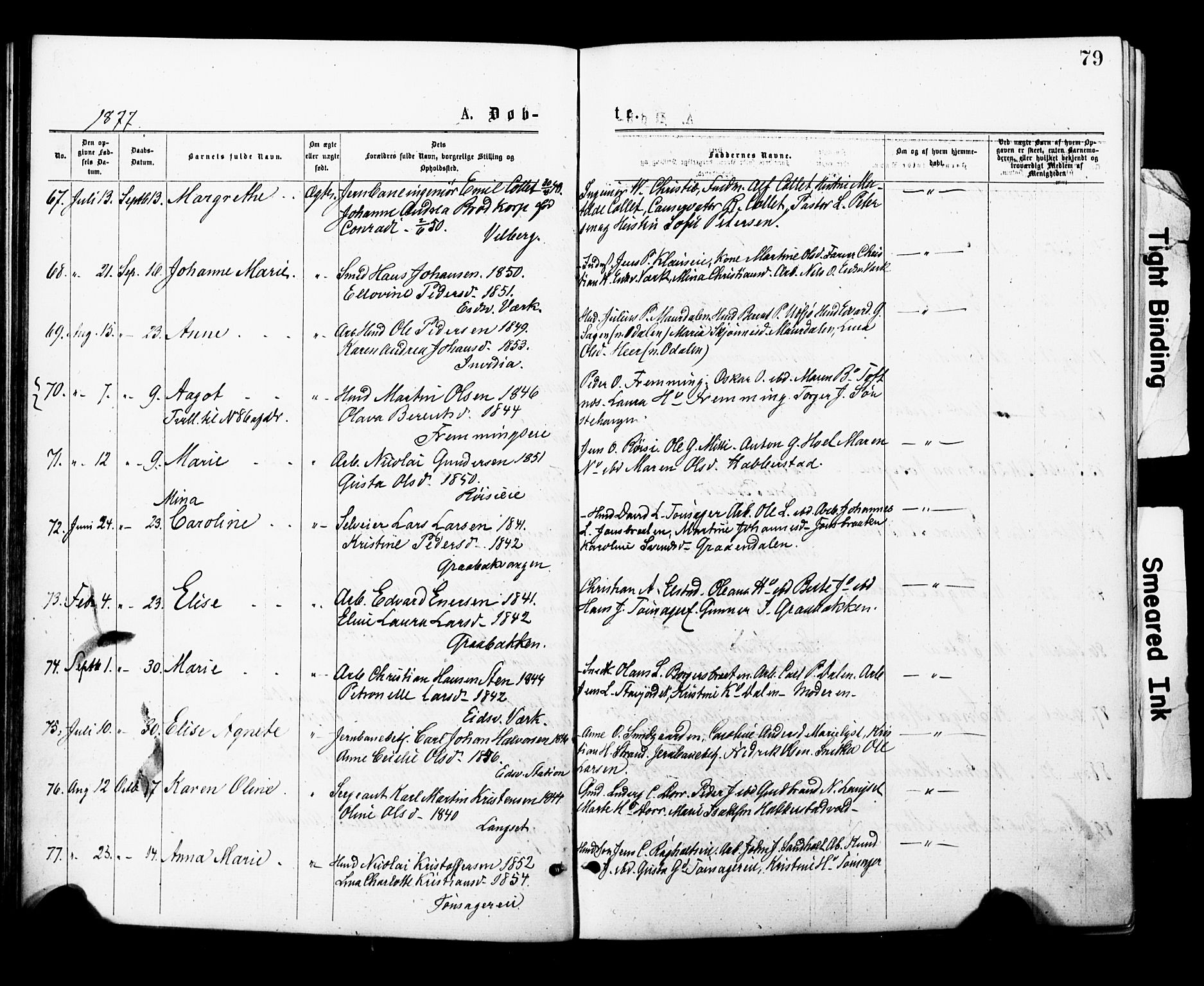 Eidsvoll prestekontor Kirkebøker, AV/SAO-A-10888/F/Fa/L0001: Parish register (official) no. I 1, 1877-1881, p. 79