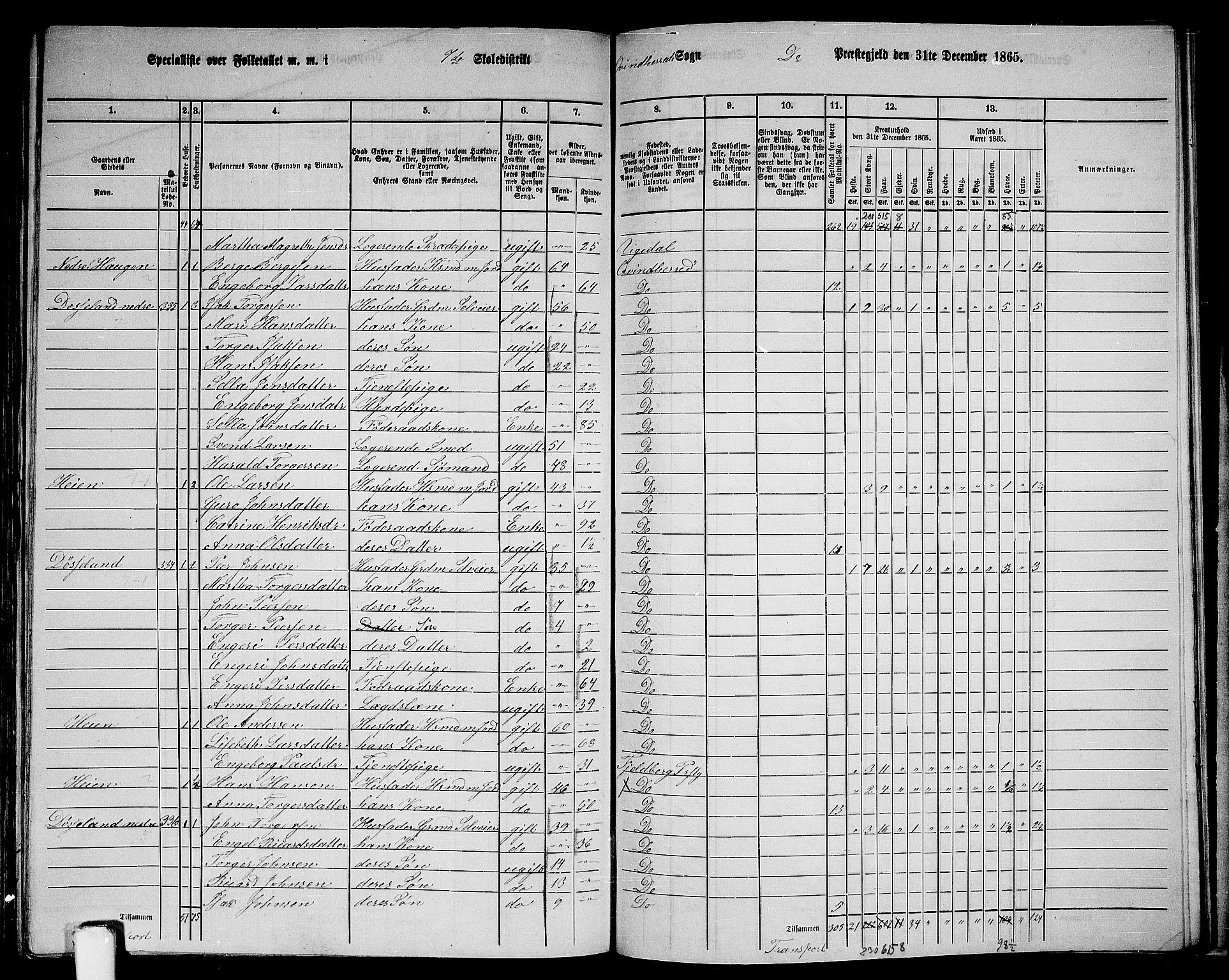 RA, 1865 census for Kvinnherad, 1865, p. 167