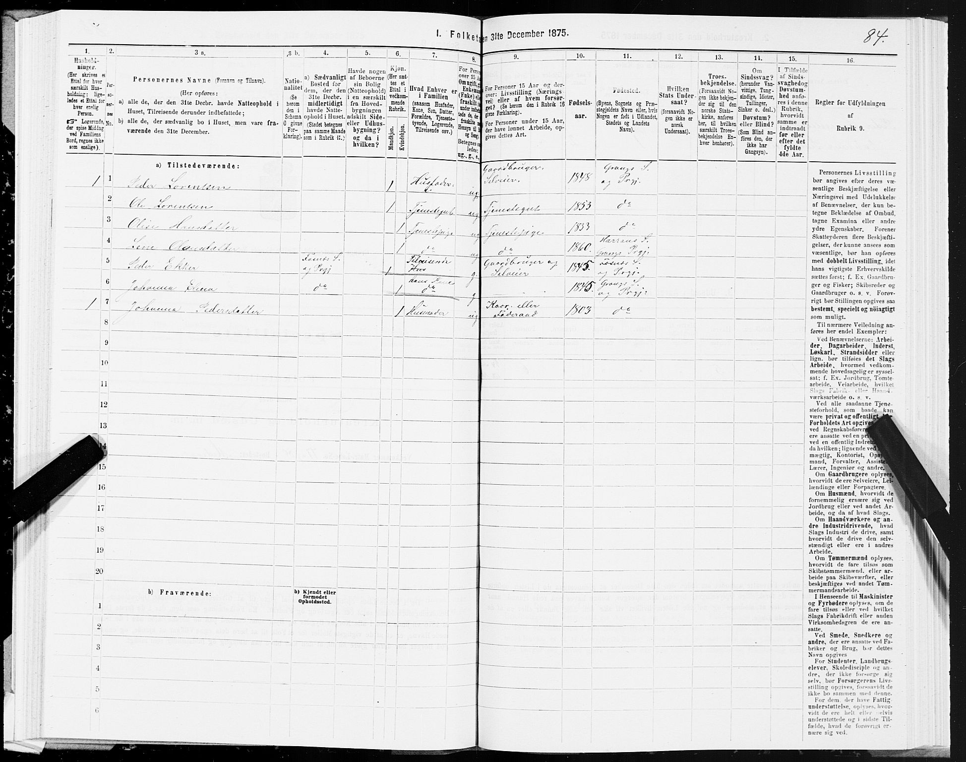 SAT, 1875 census for 1742P Grong, 1875, p. 2084