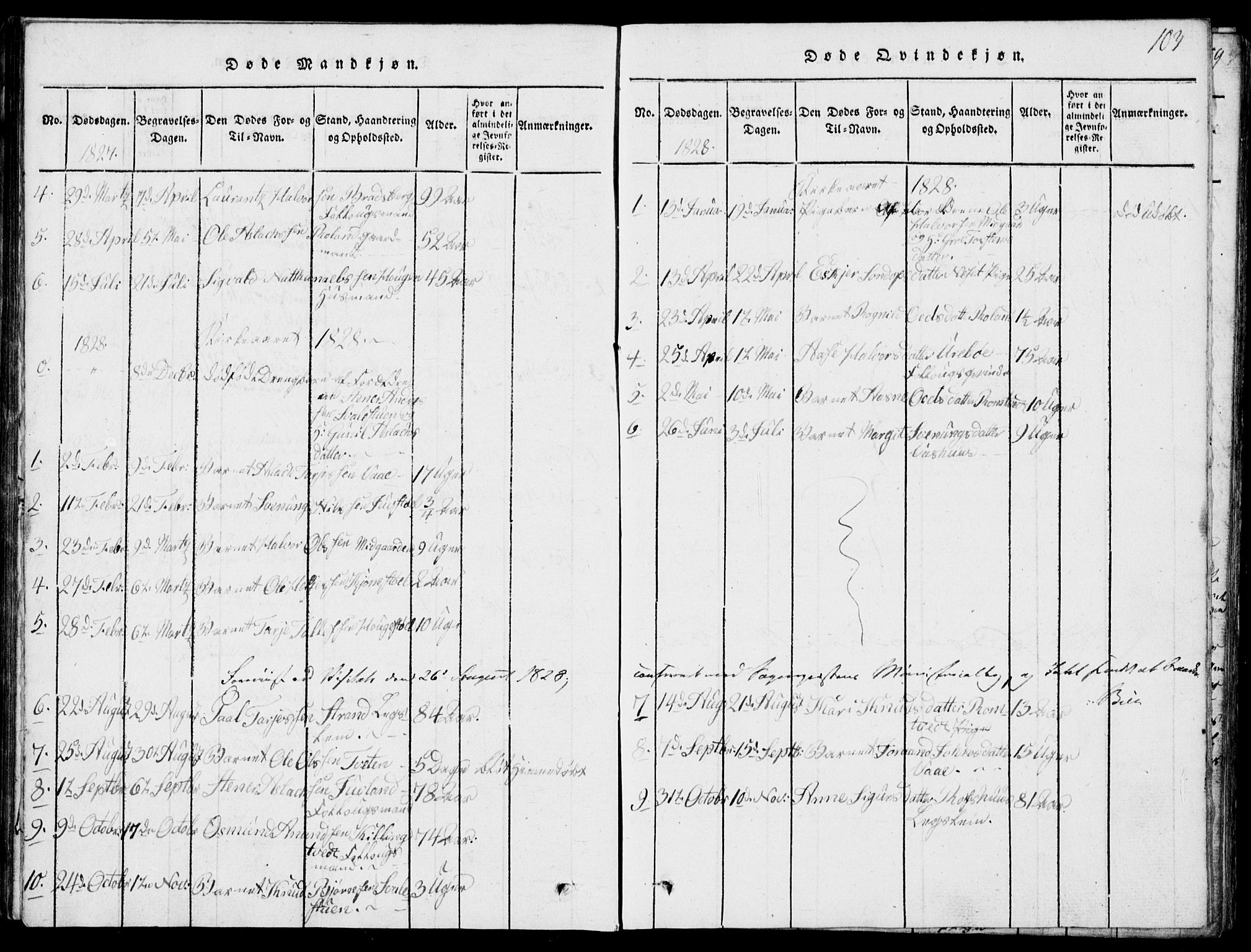 Rauland kirkebøker, SAKO/A-292/G/Ga/L0001: Parish register (copy) no. I 1, 1814-1843, p. 103