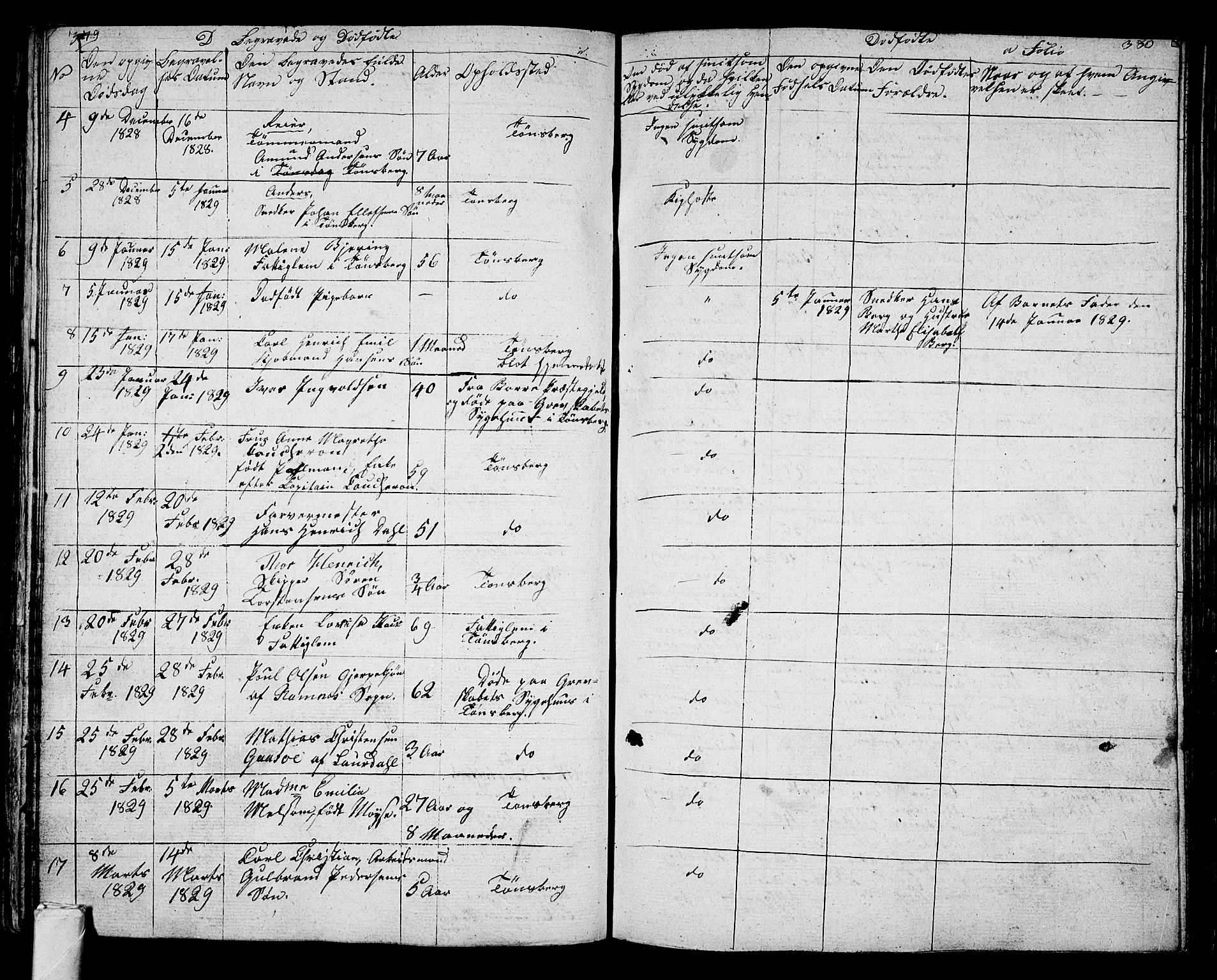 Tønsberg kirkebøker, AV/SAKO-A-330/G/Ga/L0002: Parish register (copy) no. 2, 1827-1854, p. 379-380