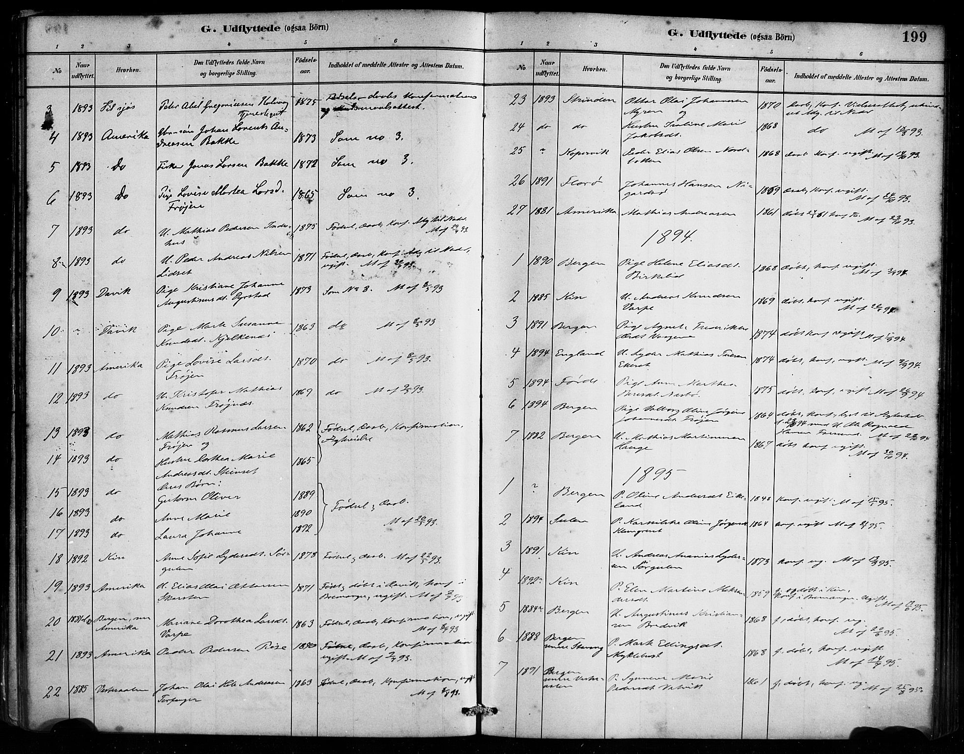 Bremanger sokneprestembete, SAB/A-82201/H/Haa/Haab/L0001: Parish register (official) no. B 1, 1884-1895, p. 199