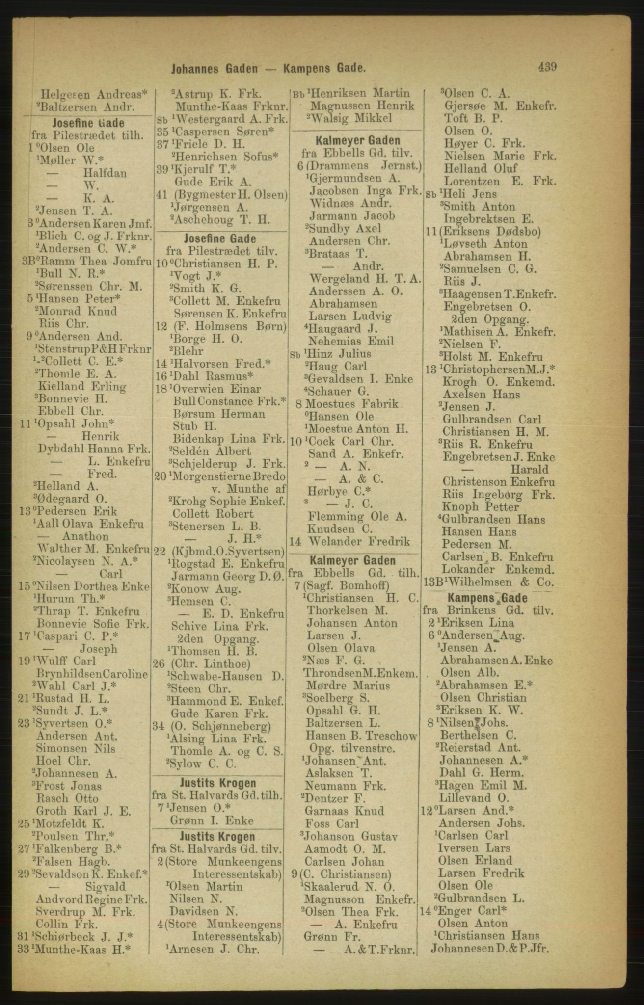 Kristiania/Oslo adressebok, PUBL/-, 1888, p. 439