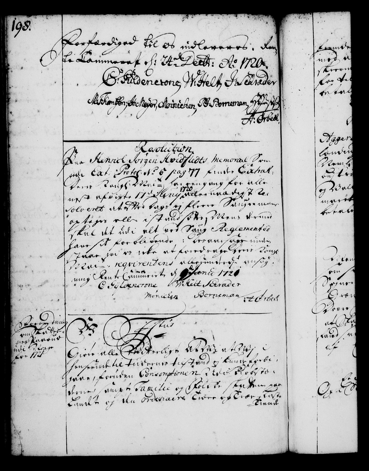 Rentekammeret, Kammerkanselliet, RA/EA-3111/G/Gg/Gga/L0001: Norsk ekspedisjonsprotokoll med register (merket RK 53.1), 1720-1723, p. 198