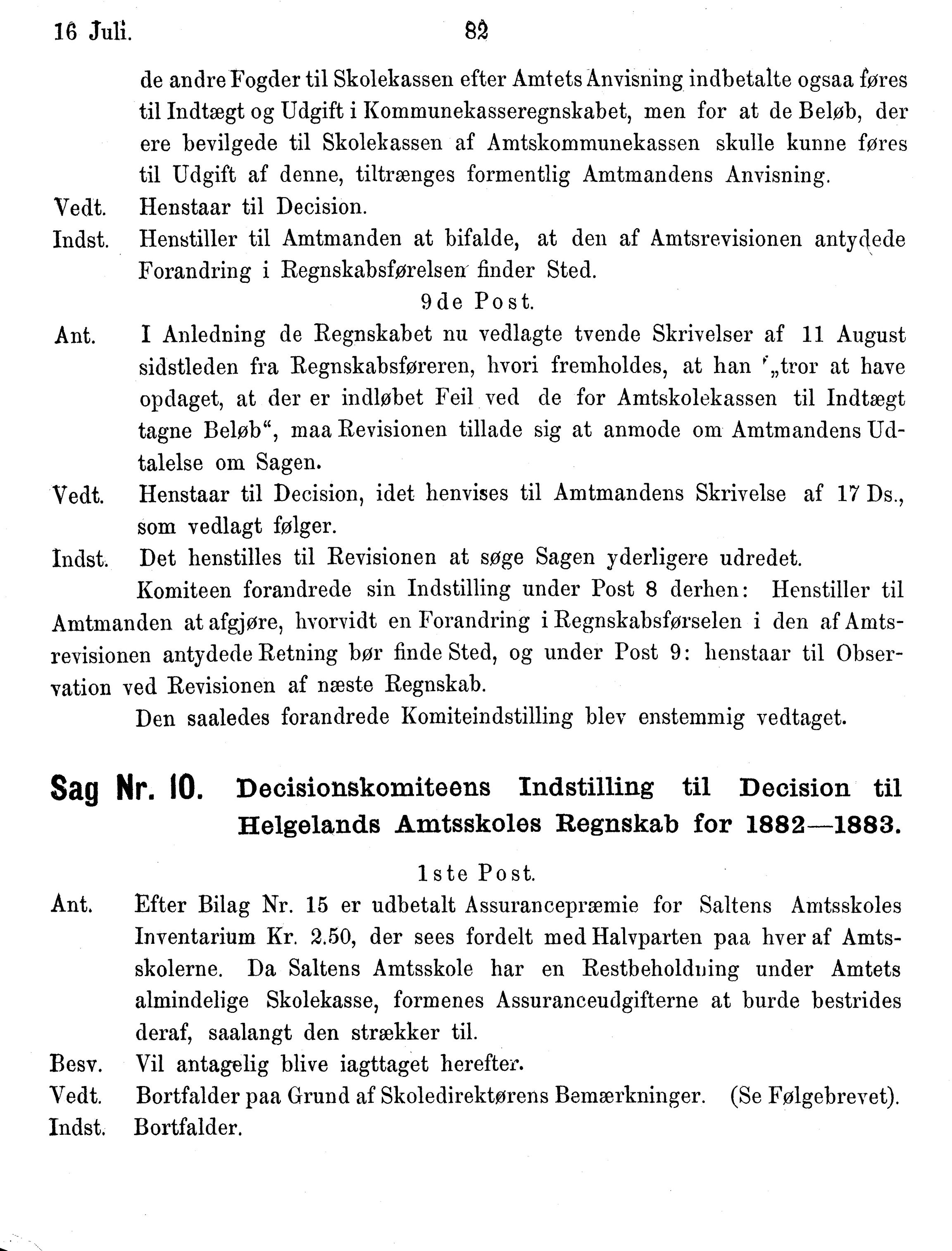 Nordland Fylkeskommune. Fylkestinget, AIN/NFK-17/176/A/Ac/L0014: Fylkestingsforhandlinger 1881-1885, 1881-1885