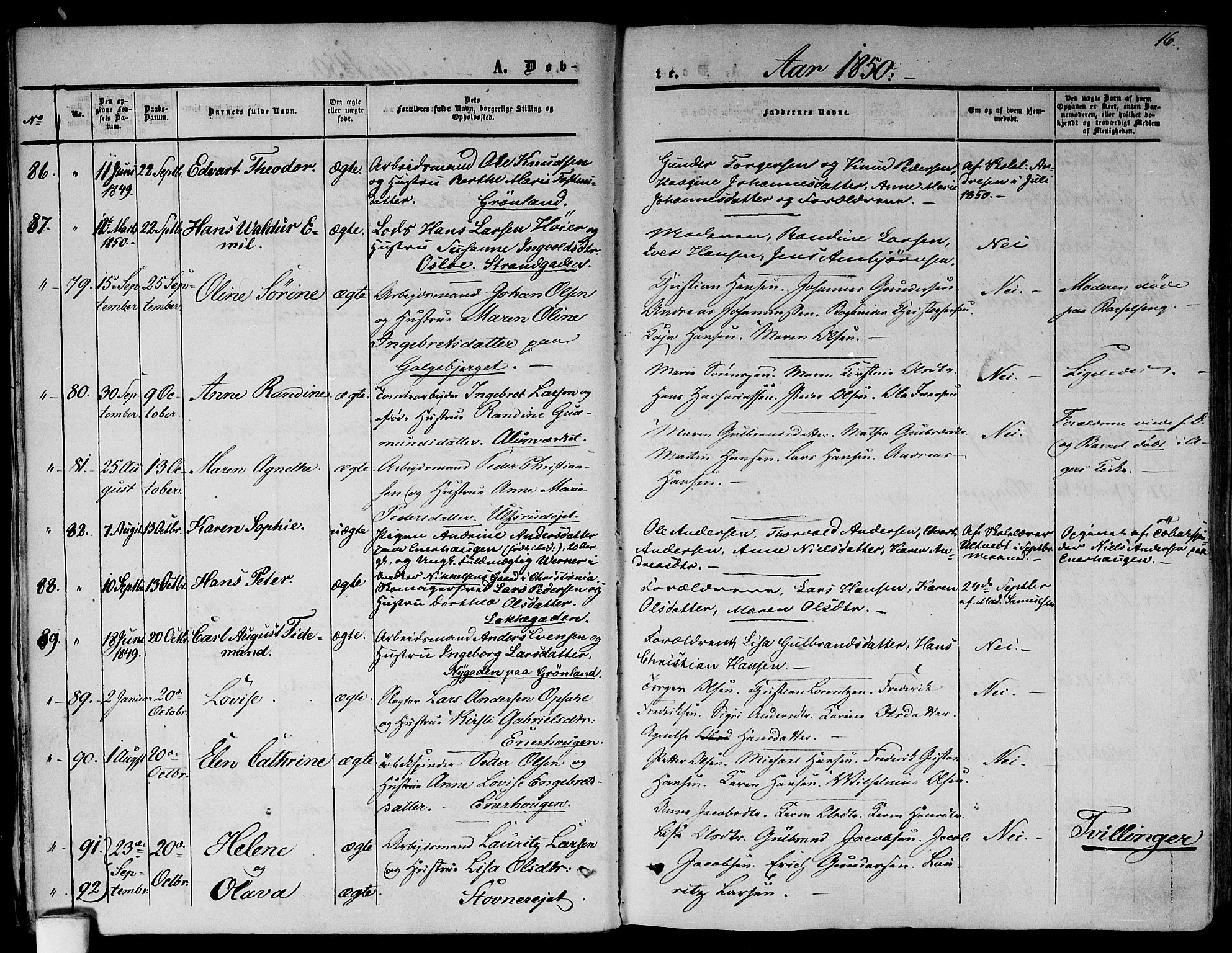 Gamlebyen prestekontor Kirkebøker, AV/SAO-A-10884/F/Fa/L0004: Parish register (official) no. 4, 1850-1857, p. 16