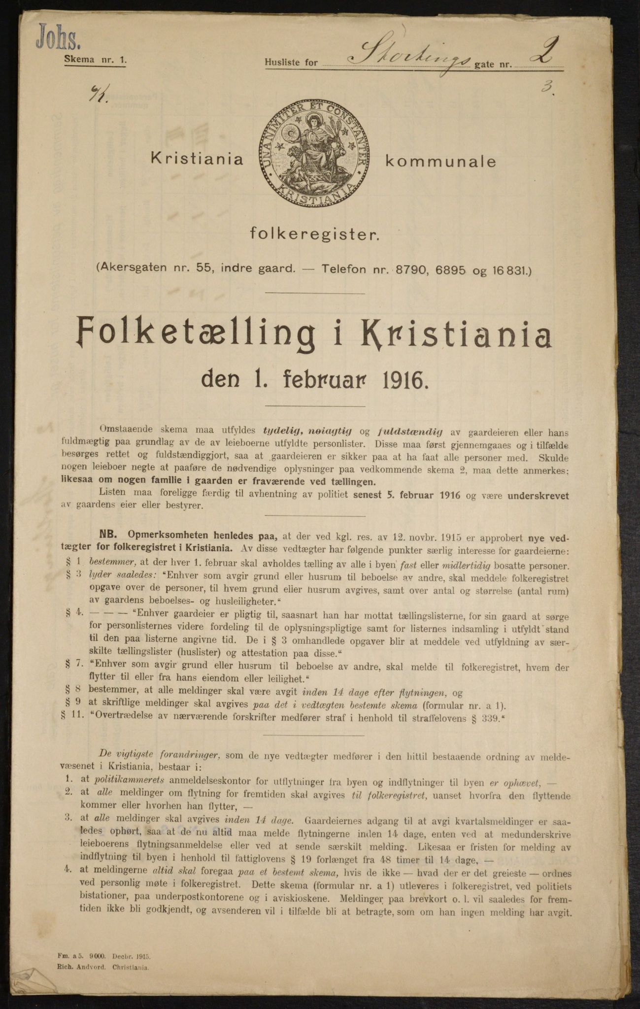 OBA, Municipal Census 1916 for Kristiania, 1916, p. 106272