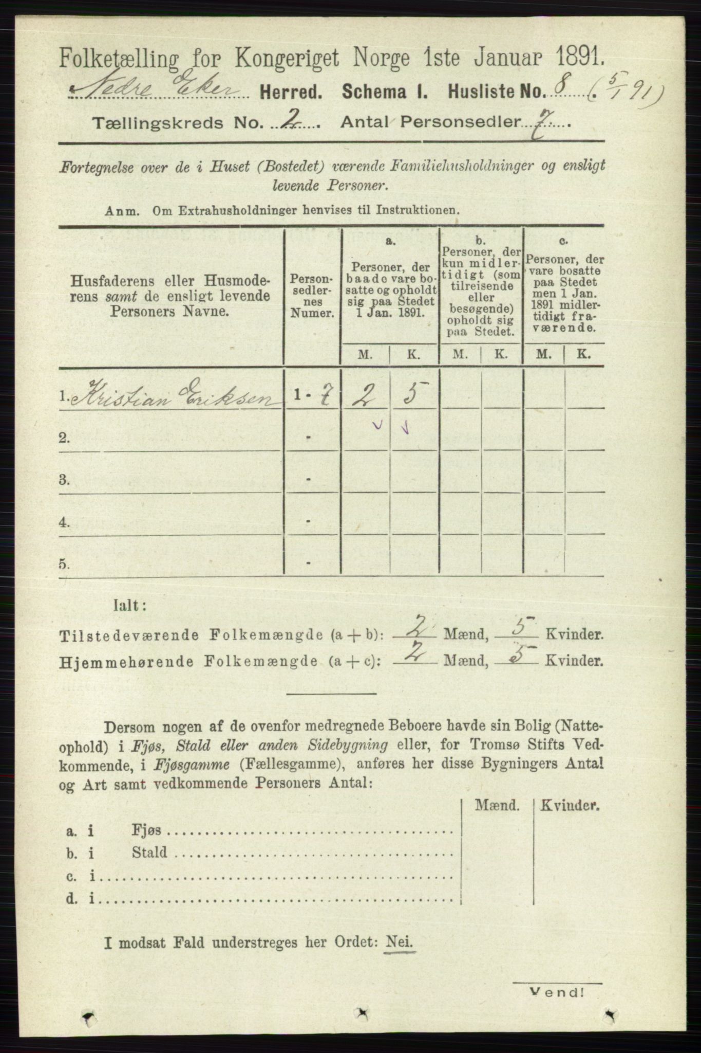 RA, 1891 census for 0625 Nedre Eiker, 1891, p. 454