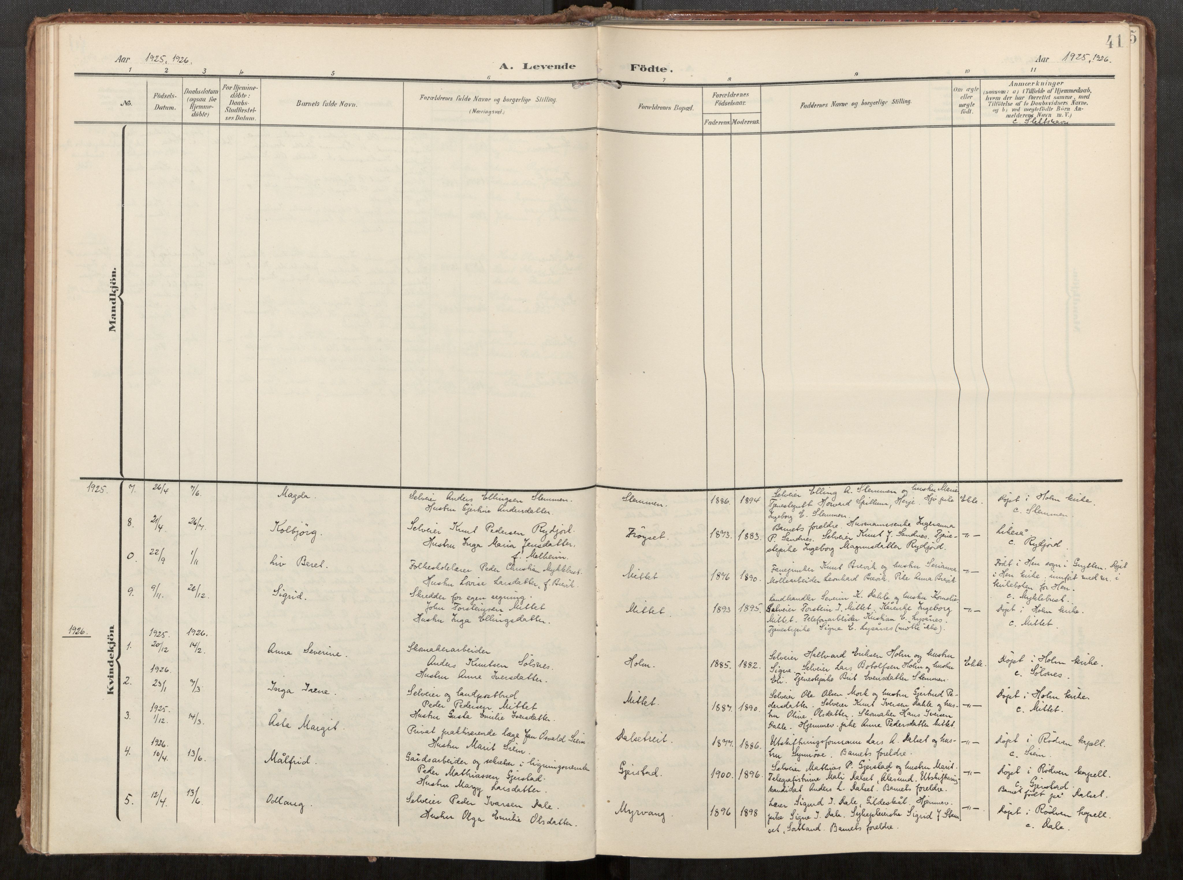 Ministerialprotokoller, klokkerbøker og fødselsregistre - Møre og Romsdal, AV/SAT-A-1454/549/L0618: Parish register (official) no. 549A01, 1906-1927, p. 41