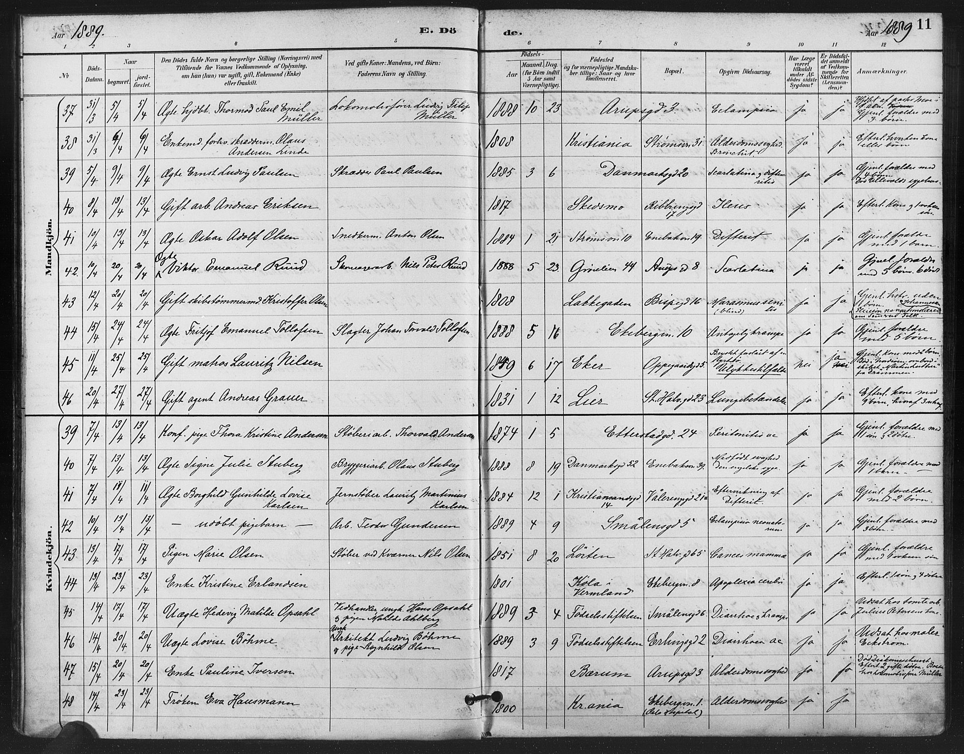 Gamlebyen prestekontor Kirkebøker, AV/SAO-A-10884/F/Fa/L0009: Parish register (official) no. 9, 1888-1909, p. 11