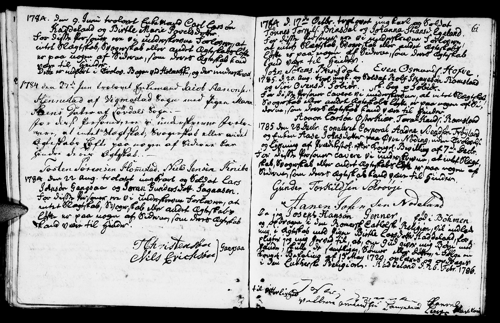 Mandal sokneprestkontor, SAK/1111-0030/F/Fa/Fab/L0001: Parish register (official) no. A 1, 1720-1793, p. 61